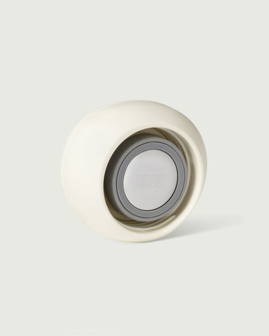 Sunnies Flask pebble cap white front diagonal