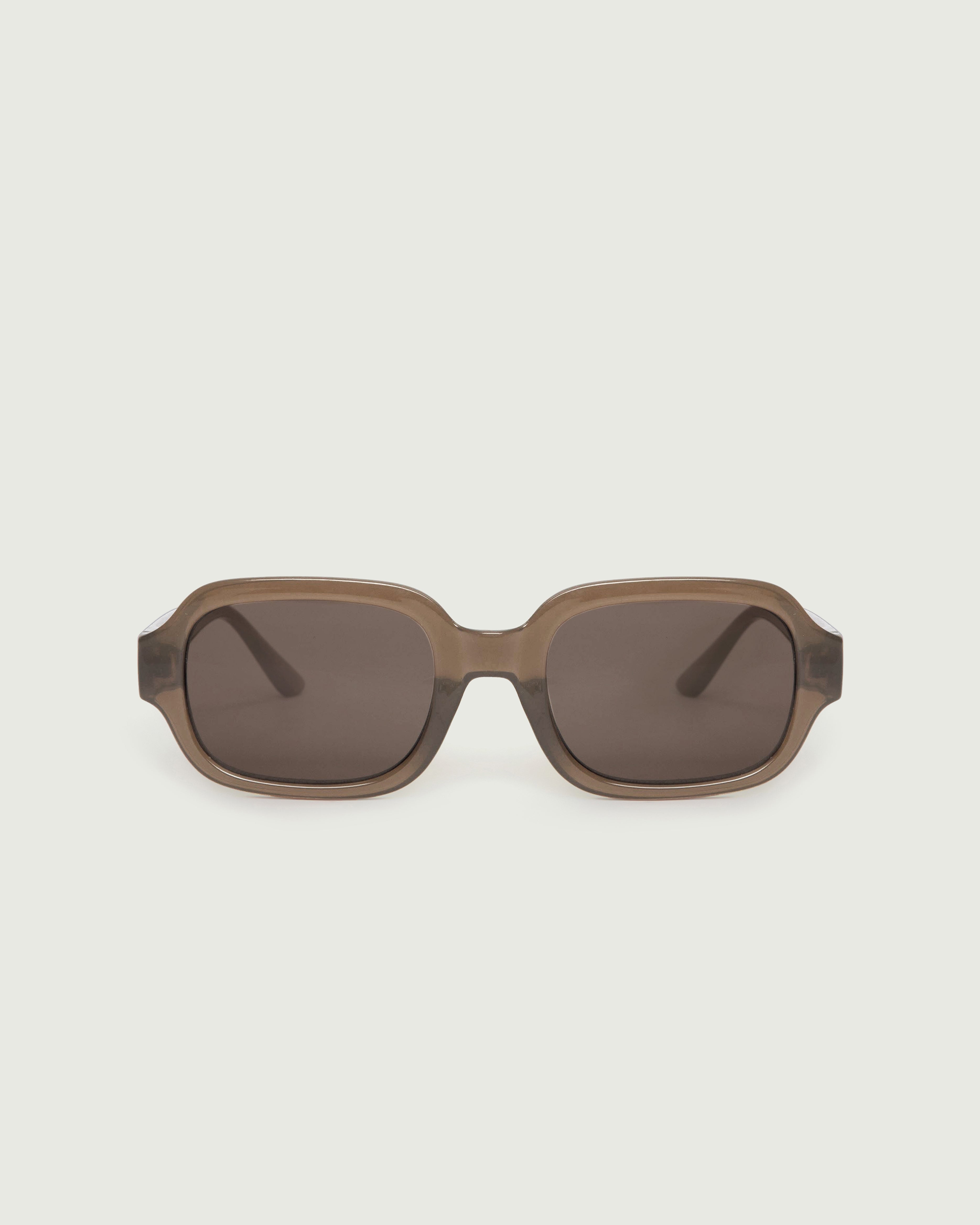 Taupe::Bobbi Sunglasses square brown recycled polyester front