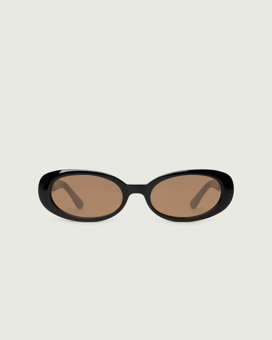 Devon Sunglasses round black acetate front