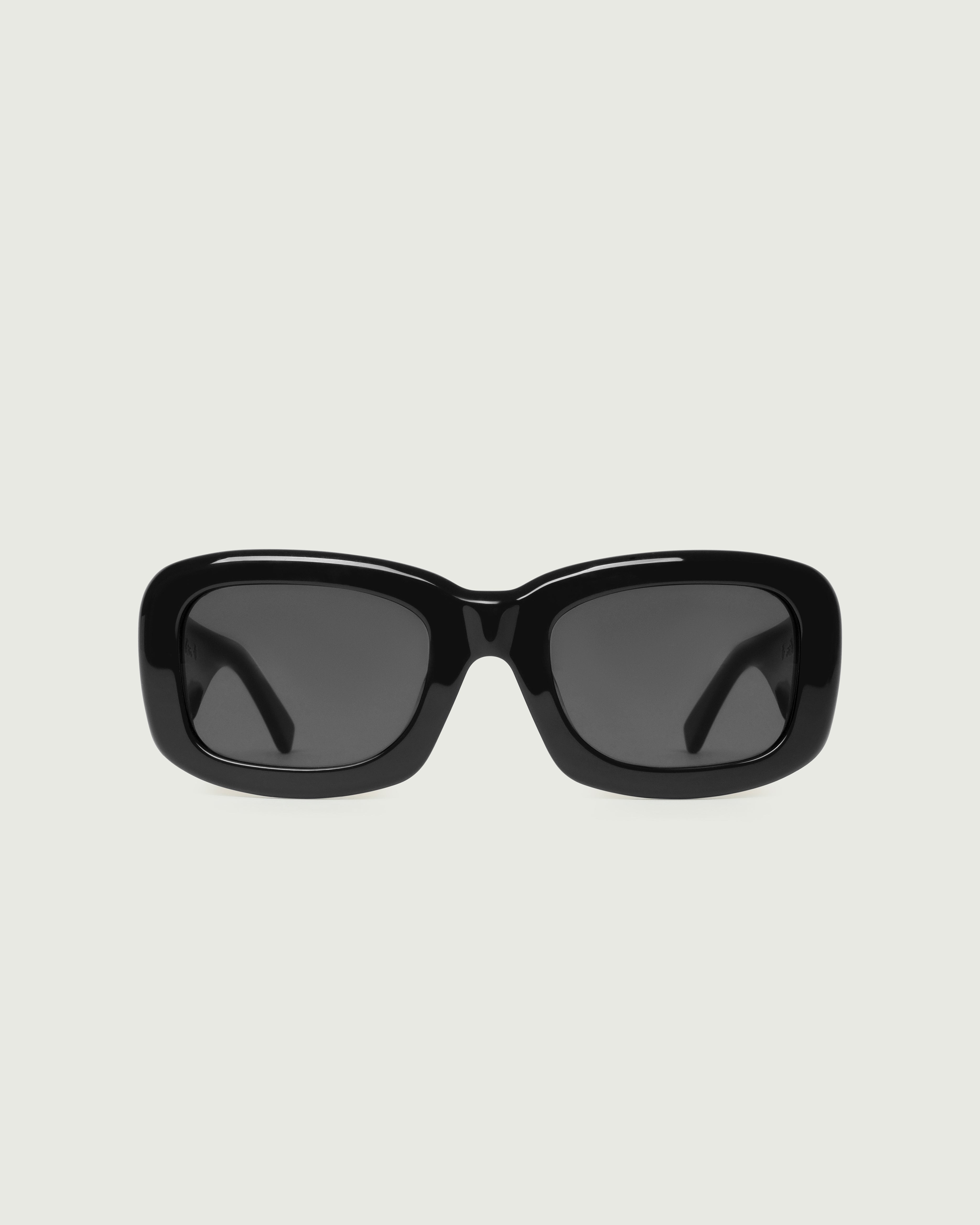 Black::Liv Sunglasses rectangle black acetate front