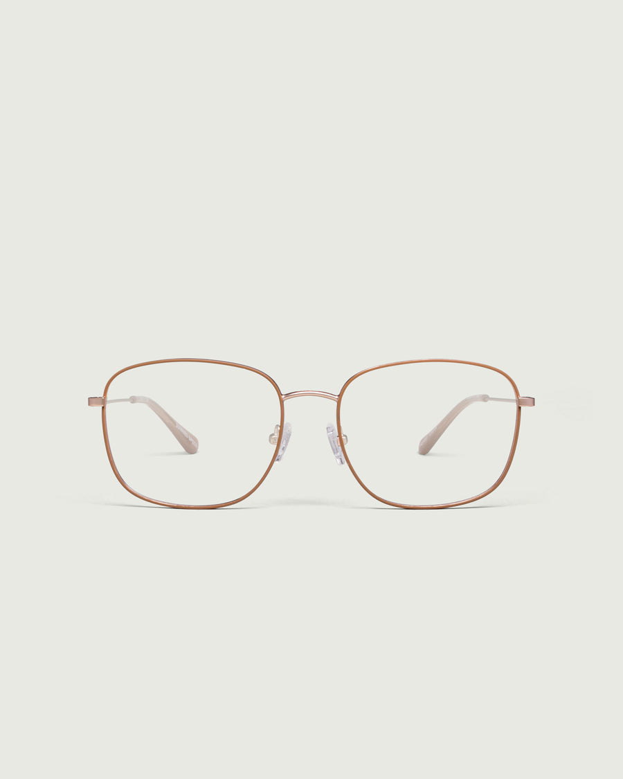 Henri Eyeglasses square brown metal front
