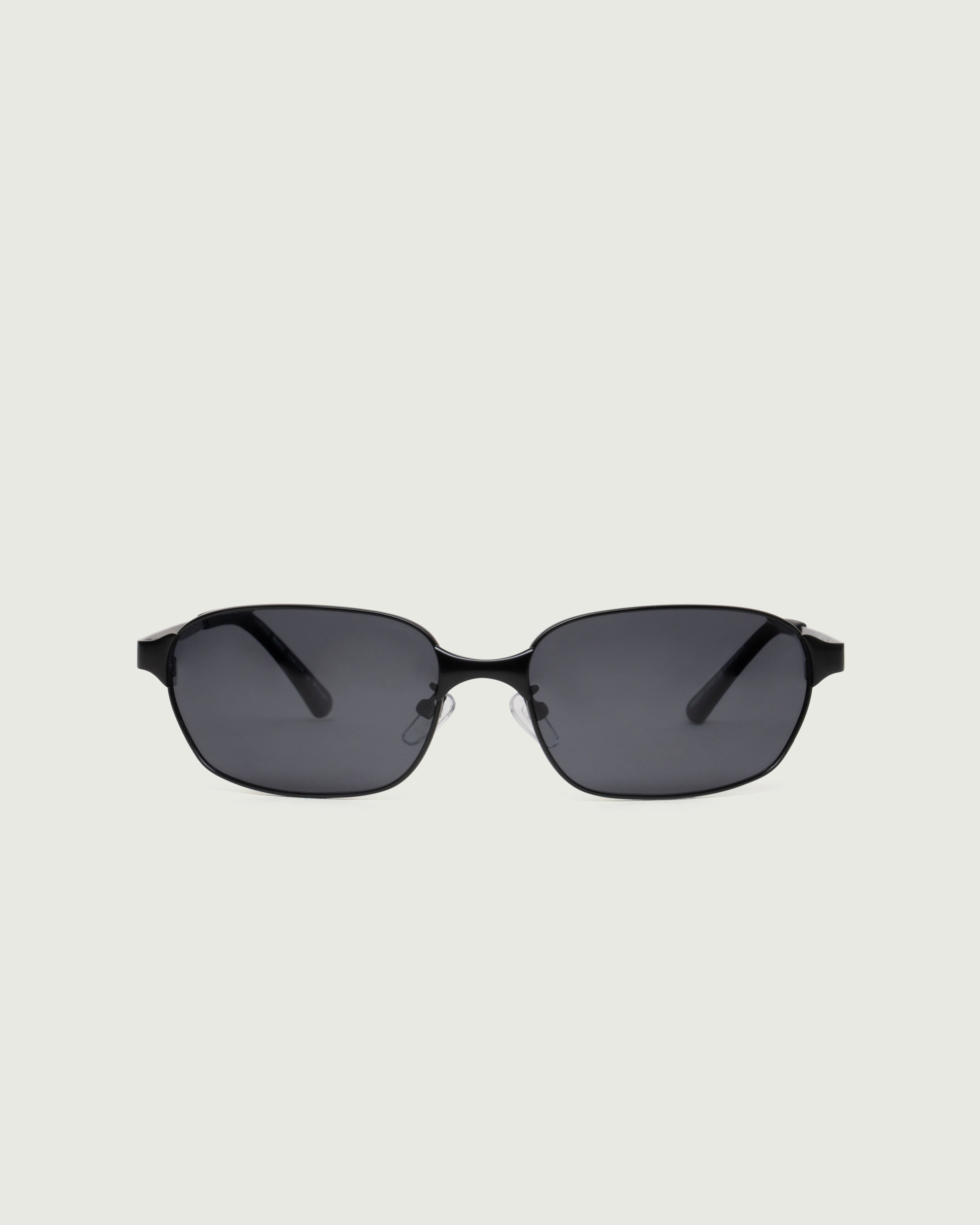 Charcoal Polarized::Hunter Sunglasses rectangle Black metal front