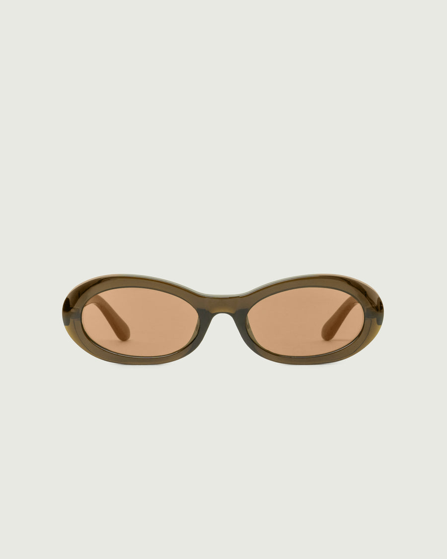 Mina Sunglasses oval Green acetate front