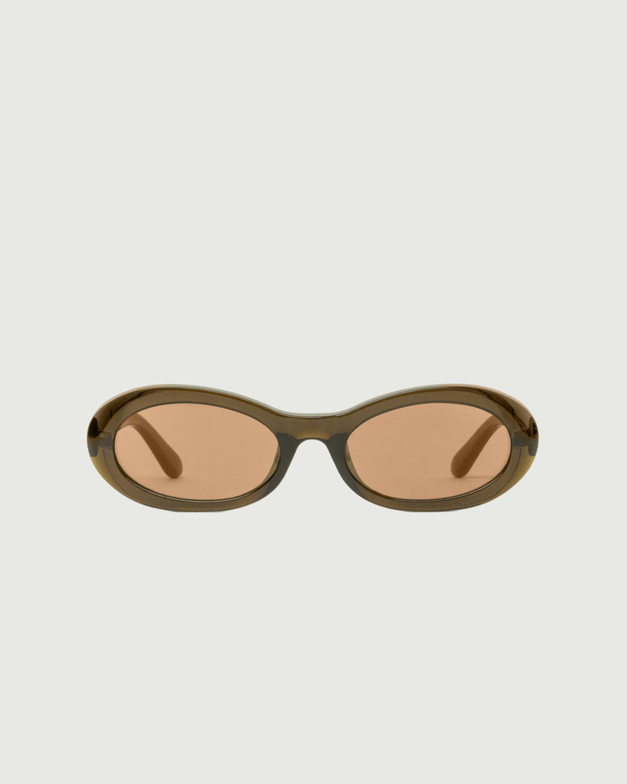 Mina Sunglasses oval Green acetate front