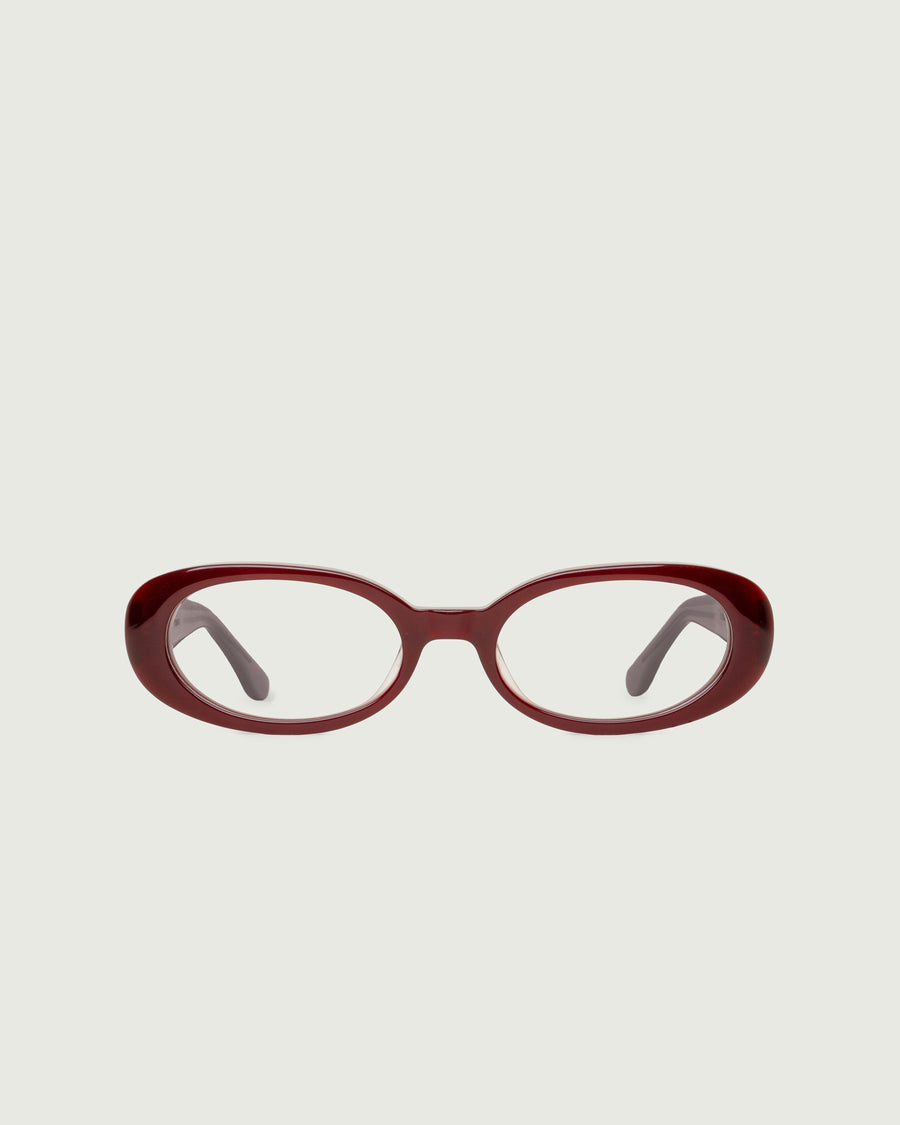 Devon Eyeglasses round red acetate front