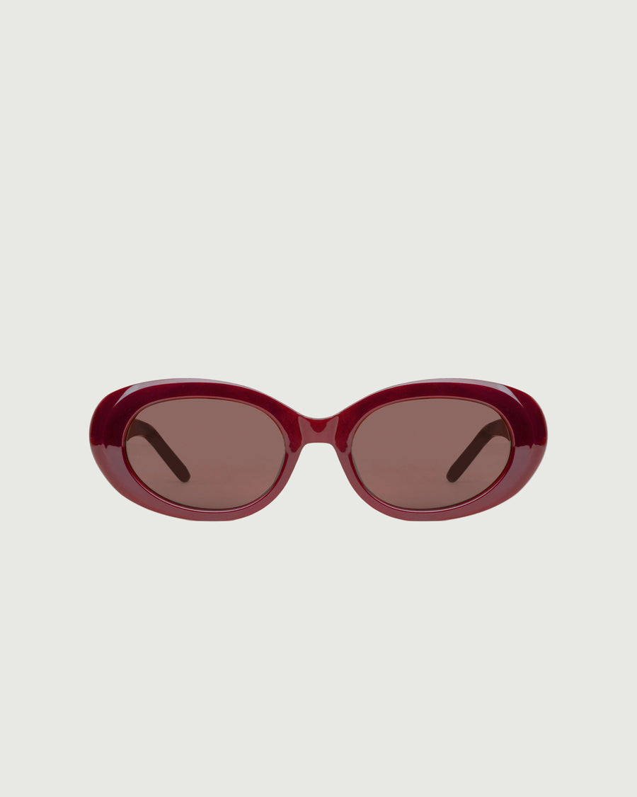 Iris Sunglasses round red recycled polyester front