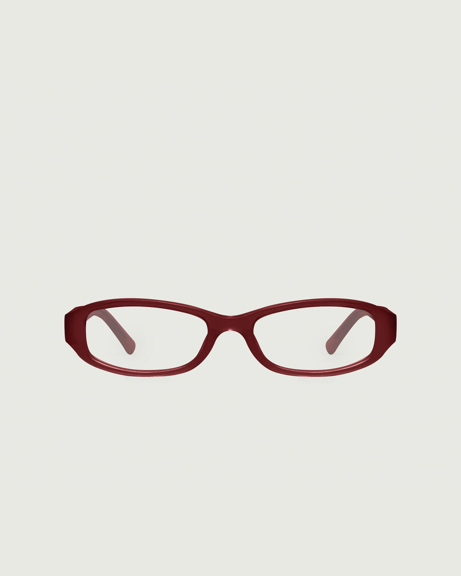 Lucy Eyeglasses rectangle red acetate front
