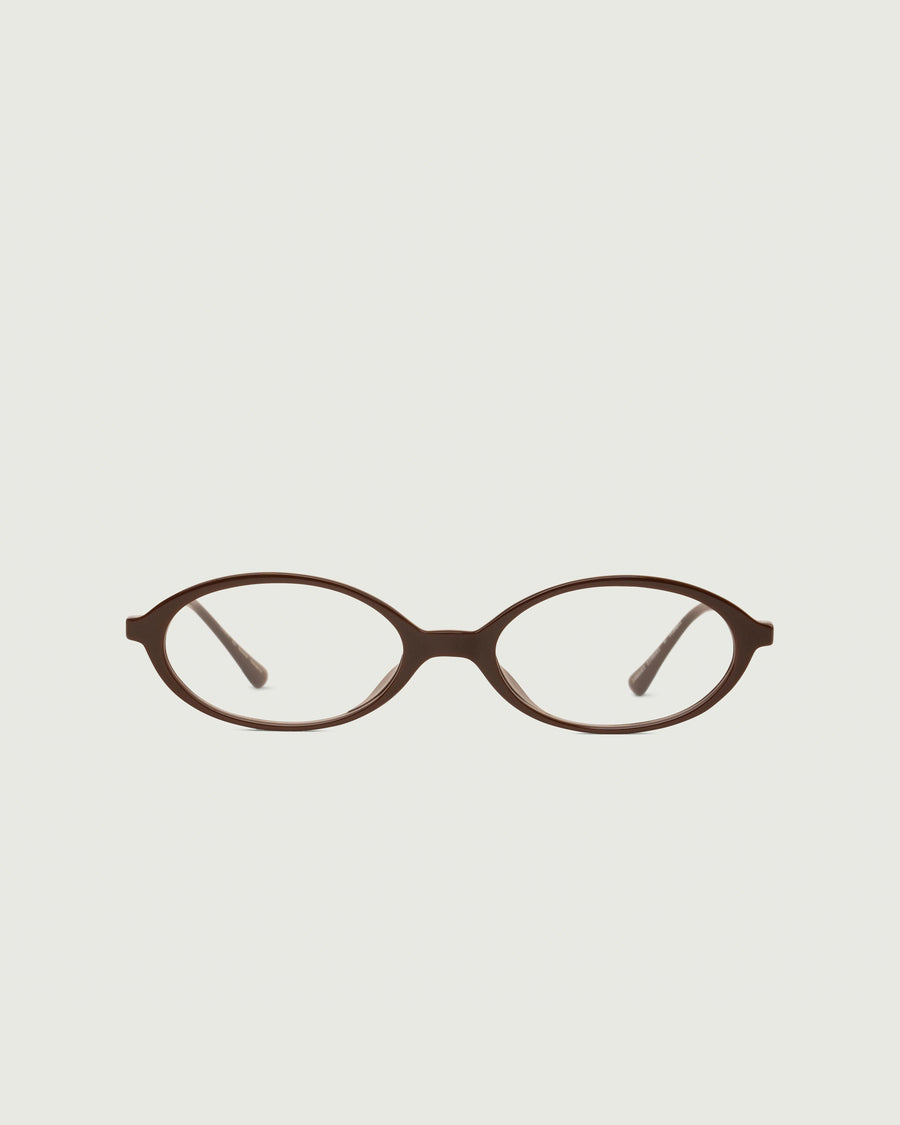 Bonnie Eyeglasses oval Brown castor seed front