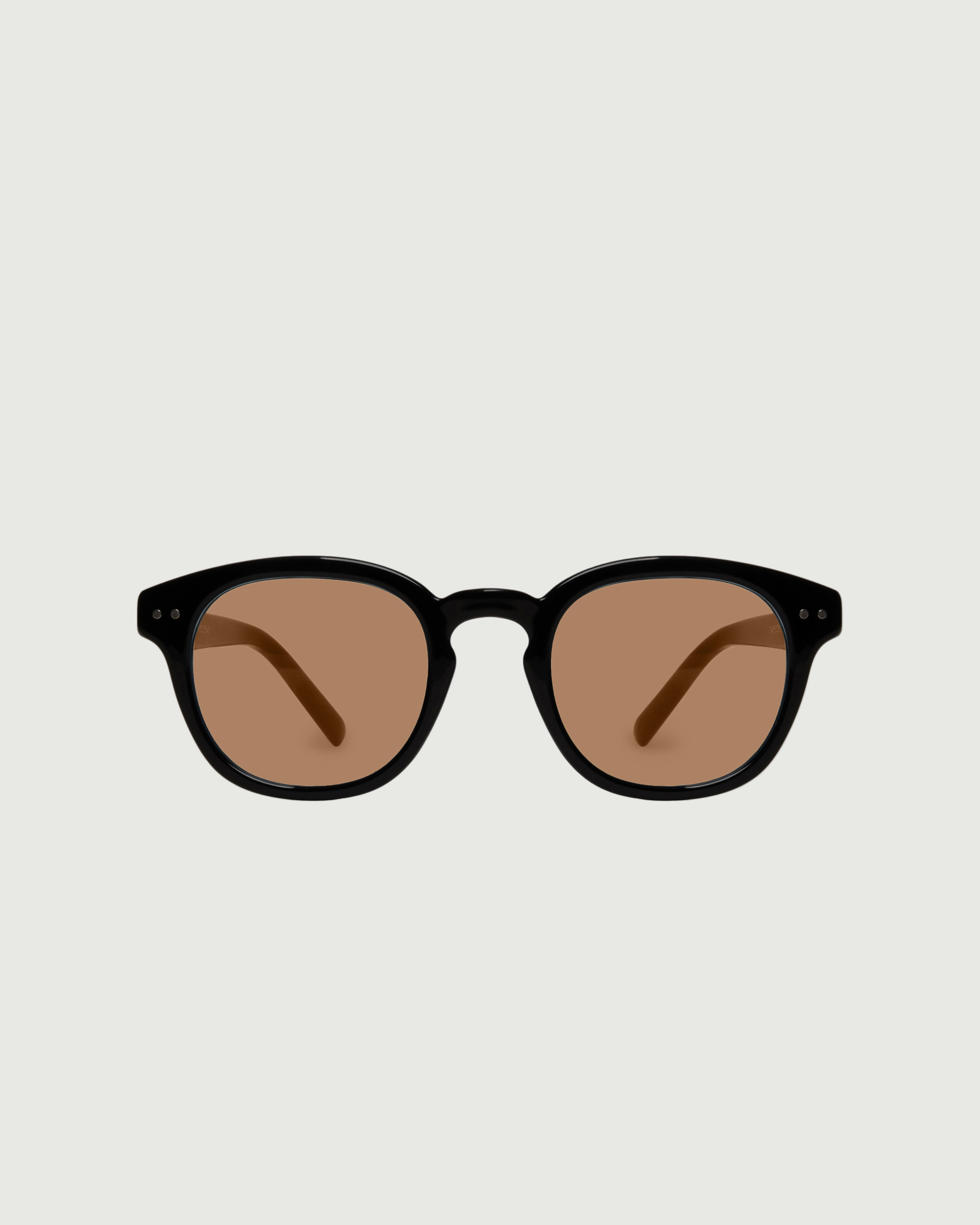 Ink Hickory::Hugh Sunglasses round Black recycled polyester front