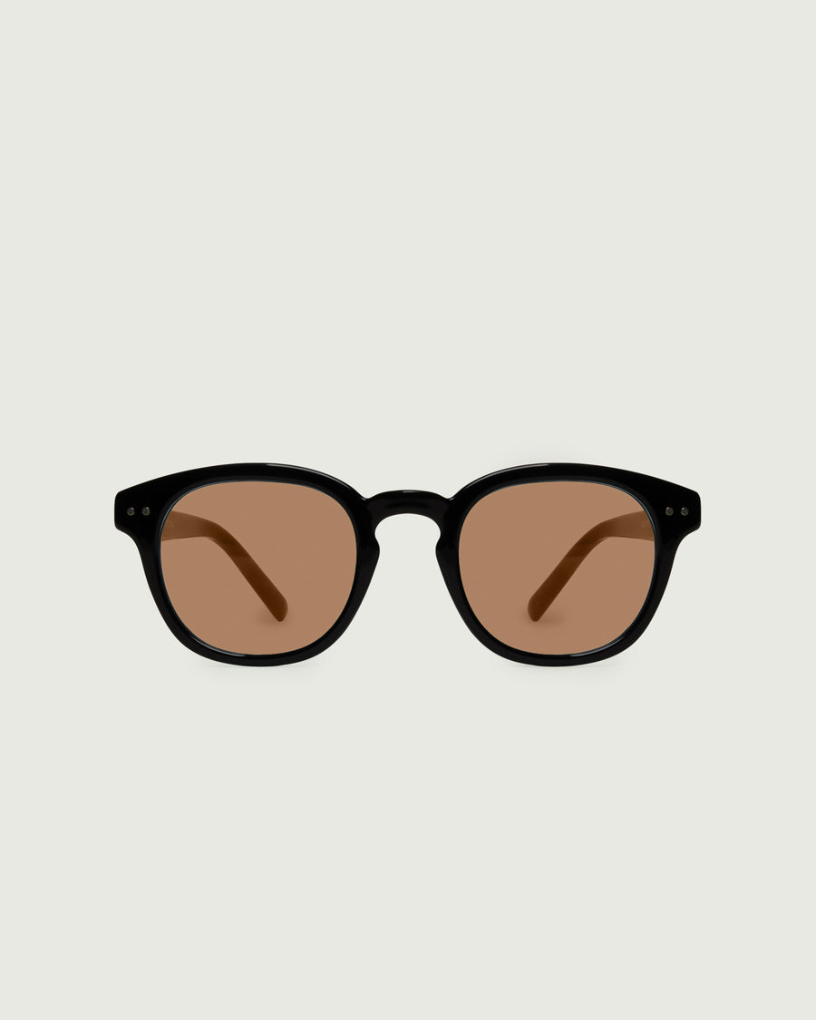 Hugh Sunglasses round Black recycled polyester front