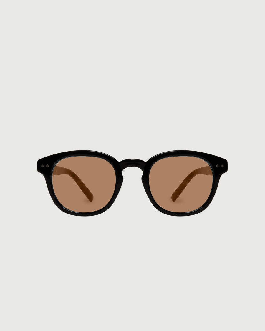 Hugh Sunglasses round Black recycled polyester front