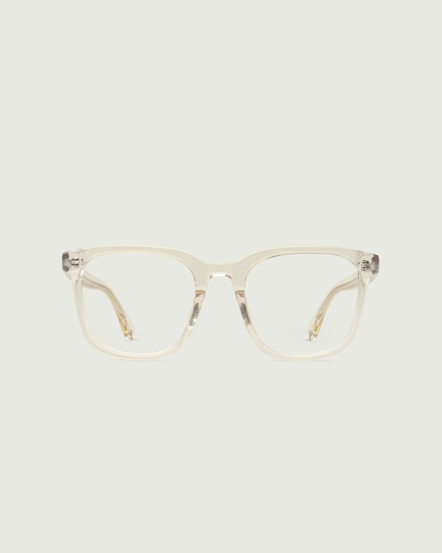 River Eyeglasses square clear plant-based plastic front