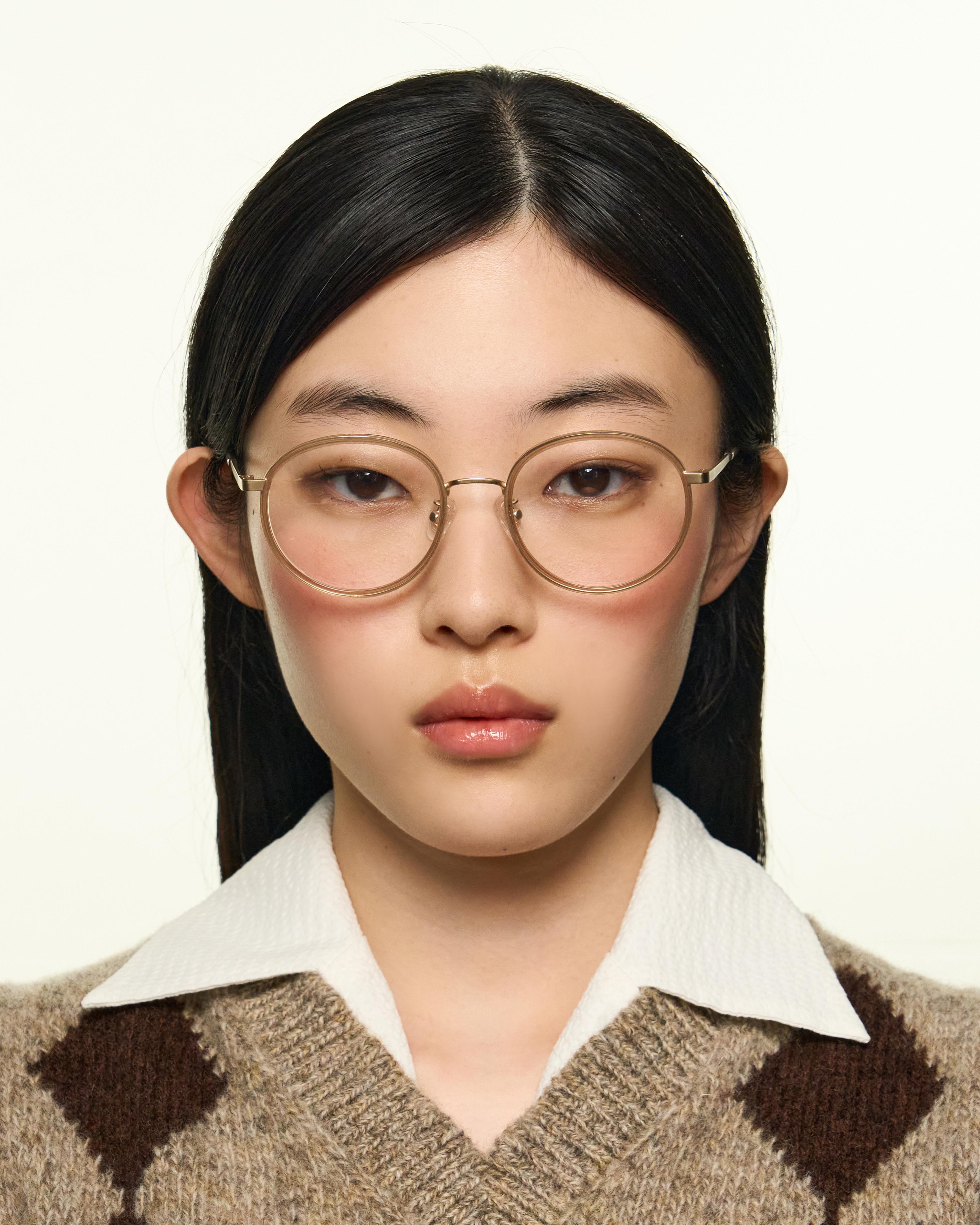 men Alvaro Eyeglasses round Brown metal