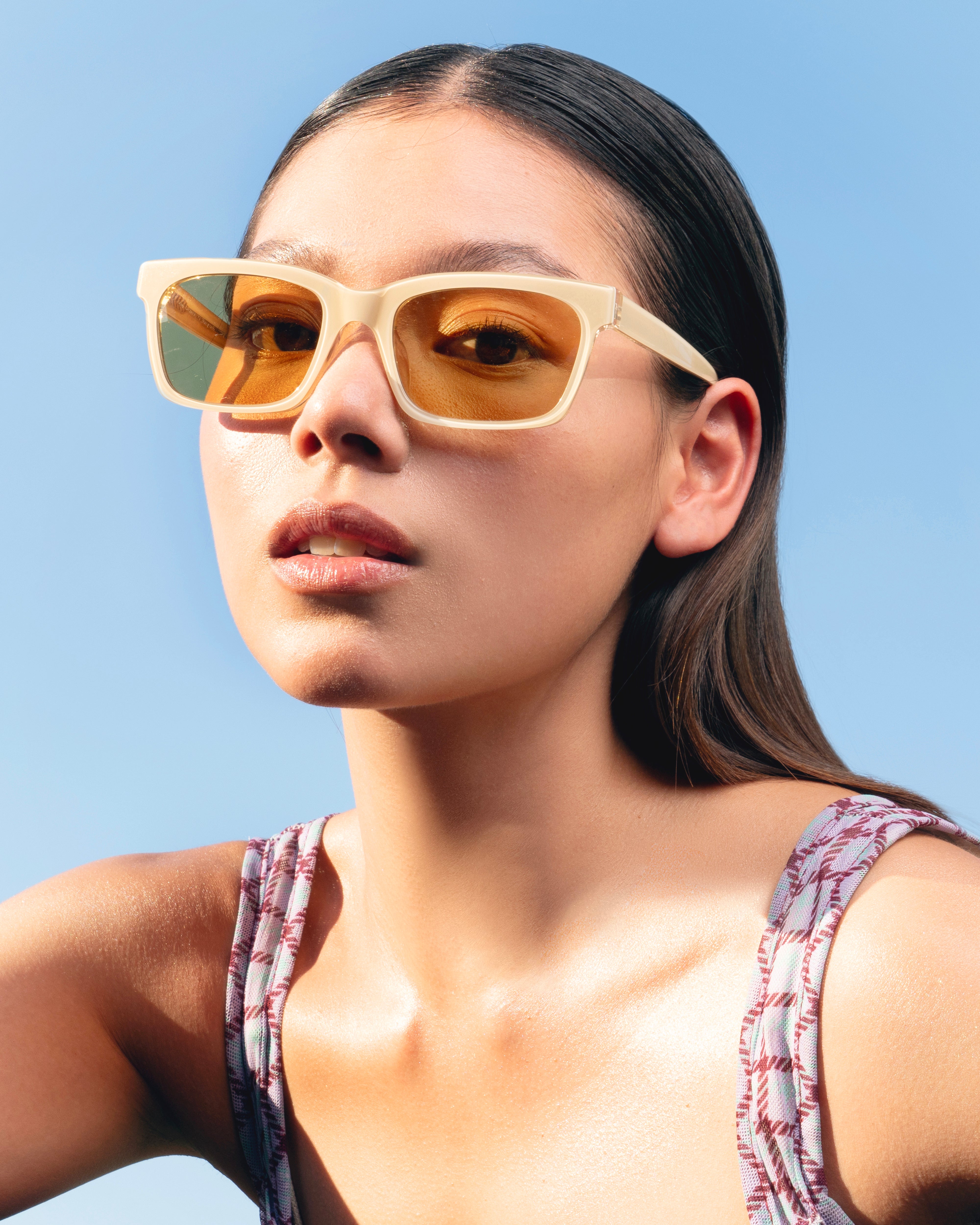 women Dean Sunglasses rectangle white acetate