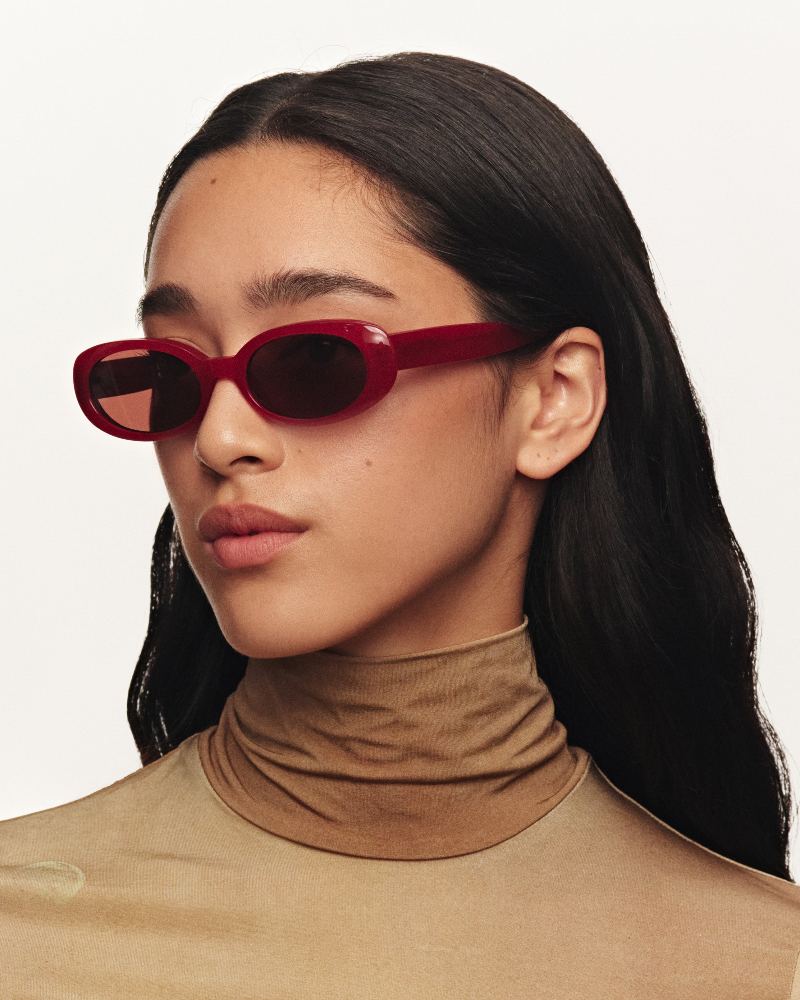 women Devon Sunglasses round red acetate