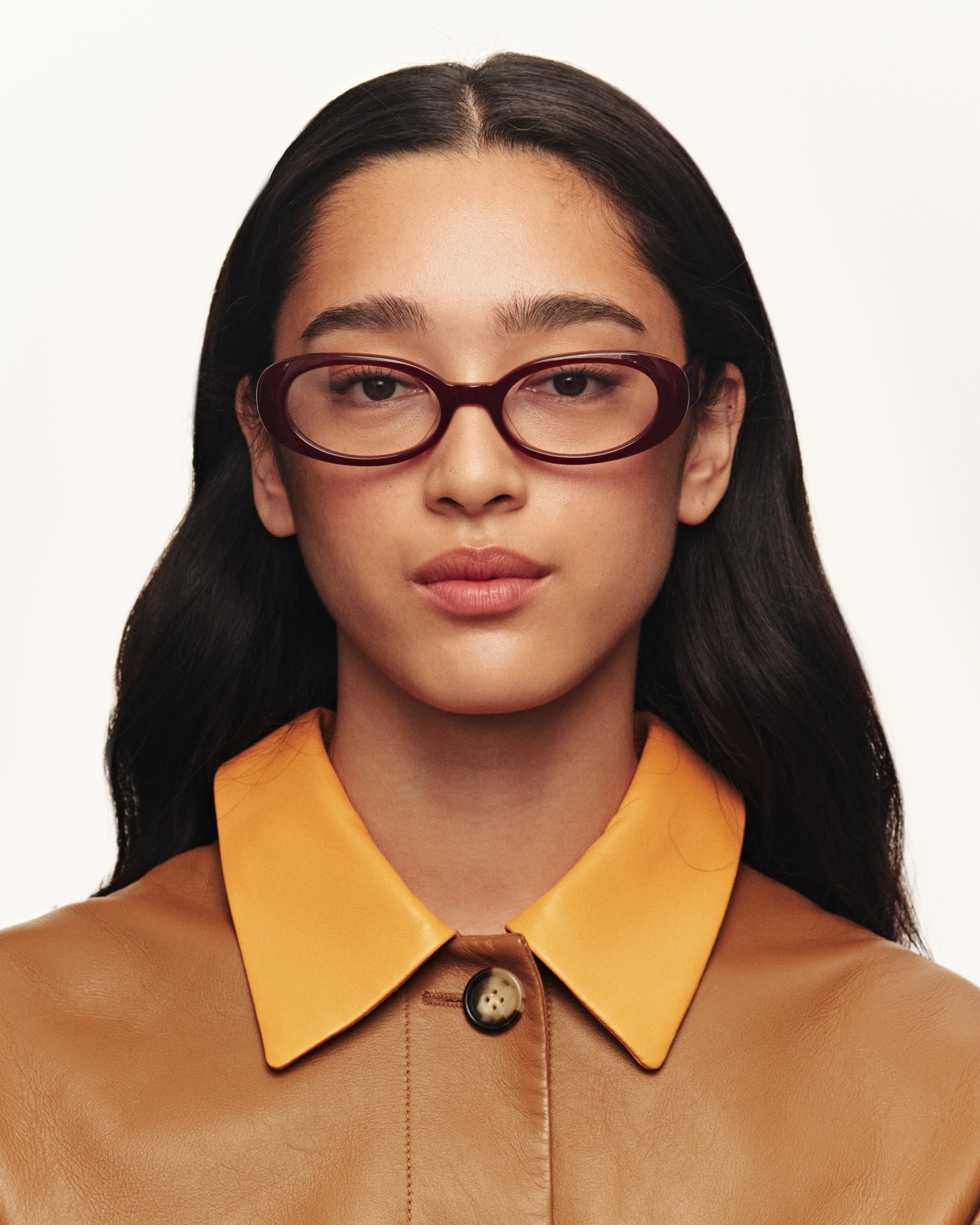 women Devon Eyeglasses round red acetate