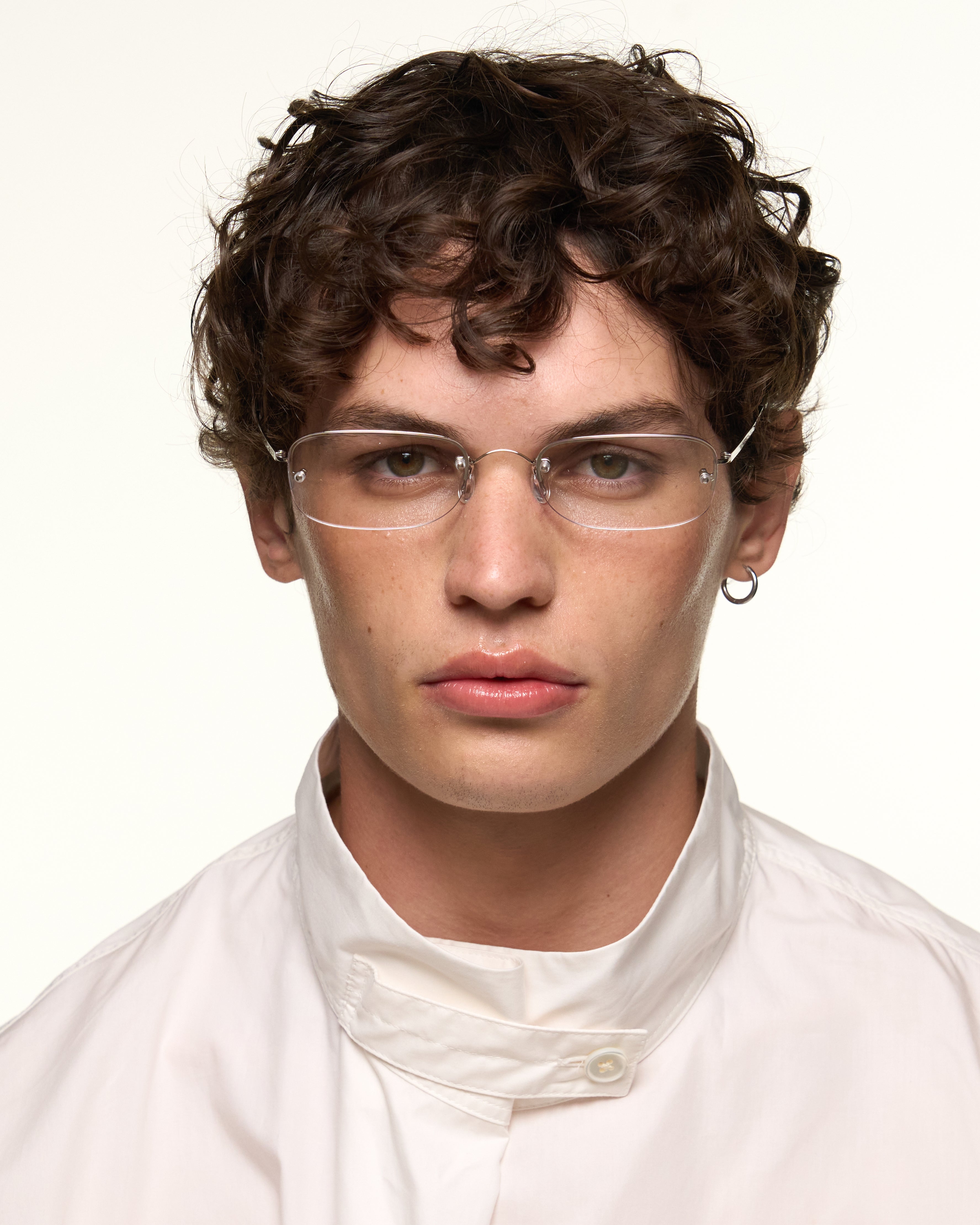 men Hank Eyeglasses rectangle Gray stainless steel