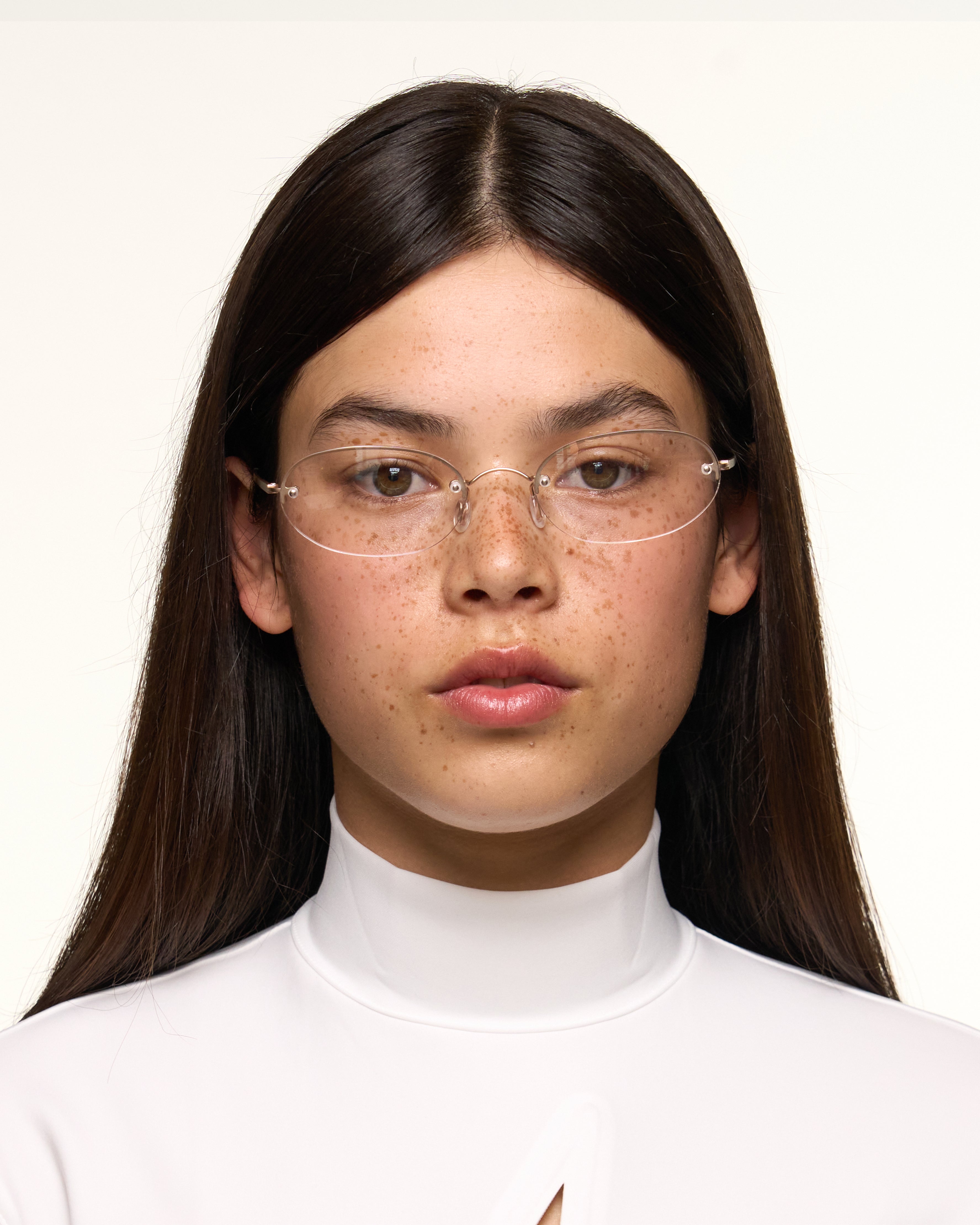 women Harris Eyeglasses oval Gold stainless steel
