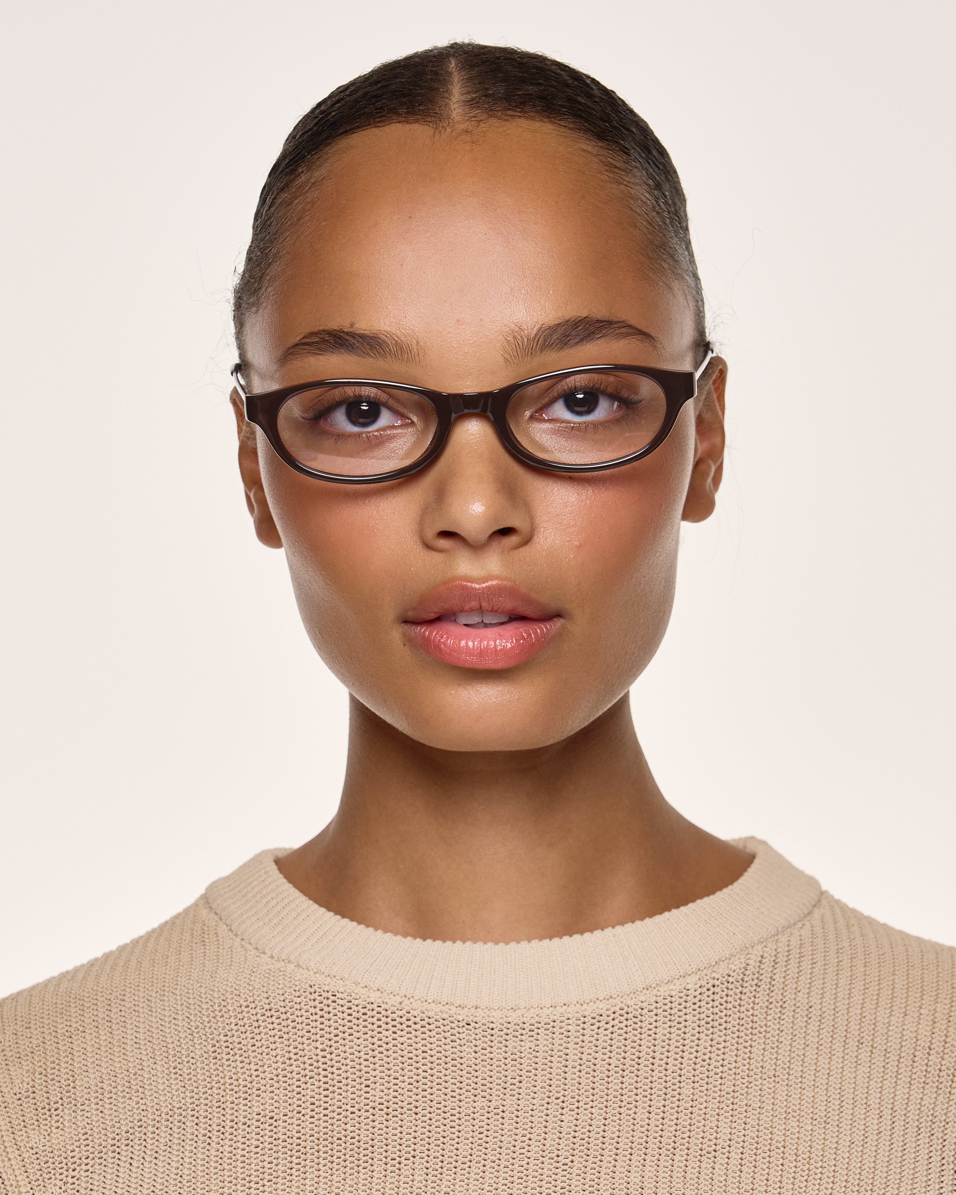 men Lee Eyeglasses oval Brown castor seed
