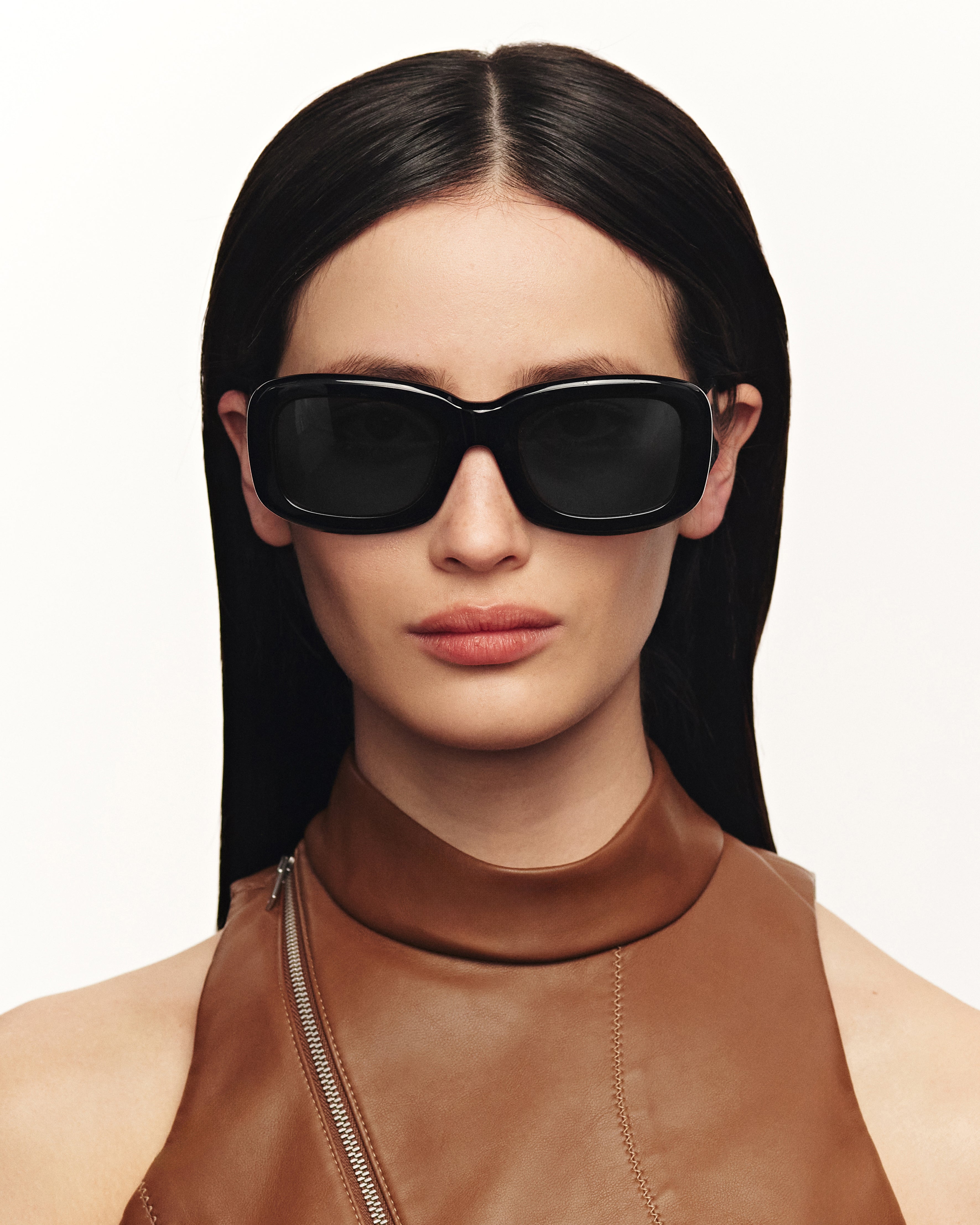 women Liv Sunglasses rectangle black acetate