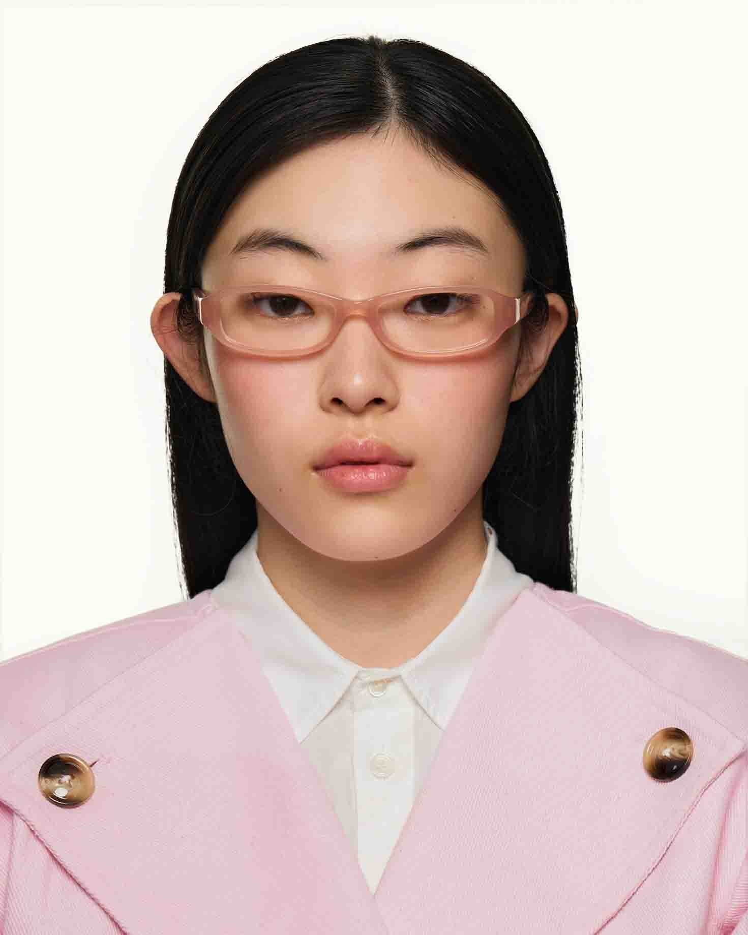 men Lucy Eyeglasses rectangle pink acetate