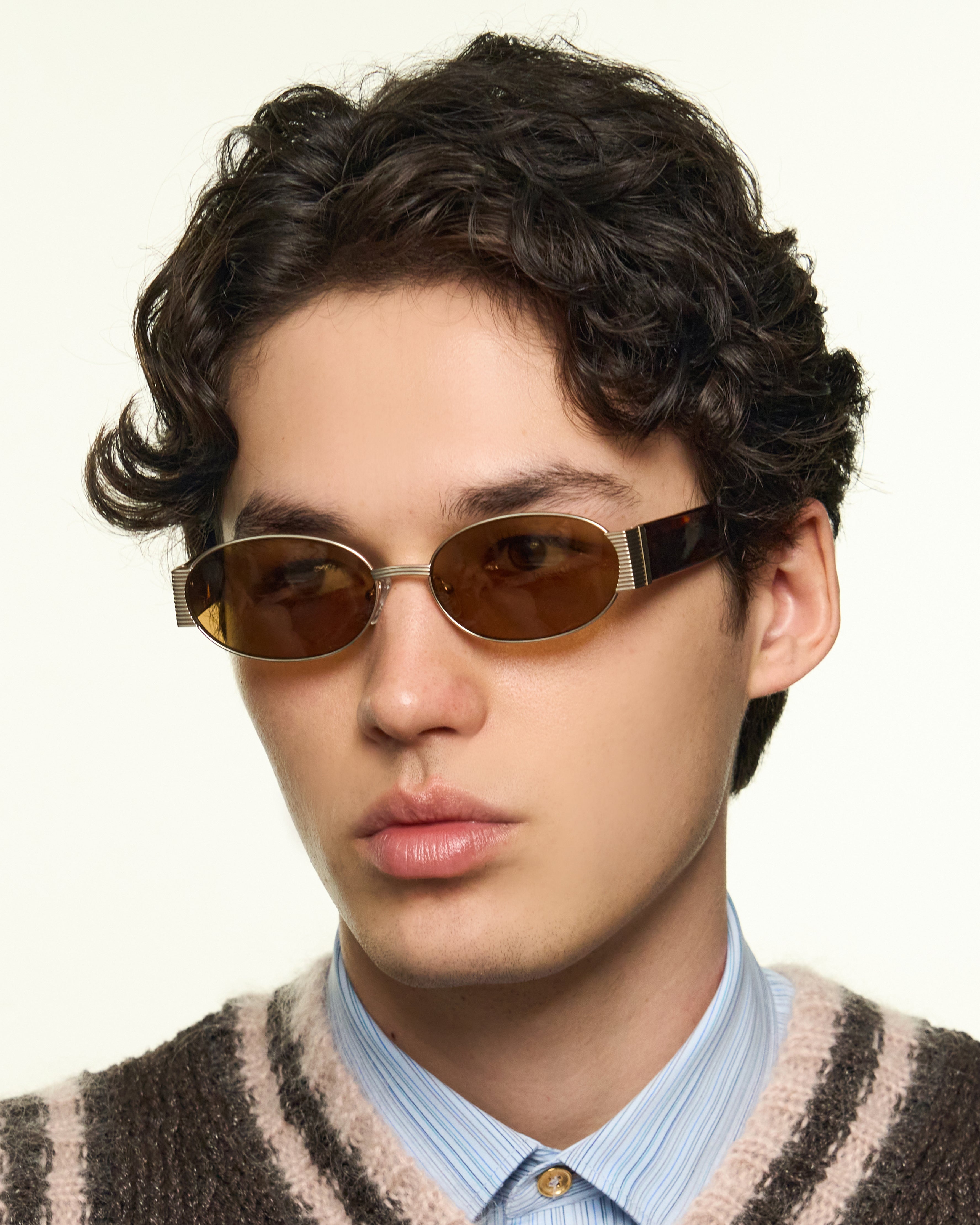 men Moya Sunglasses oval Gold metal