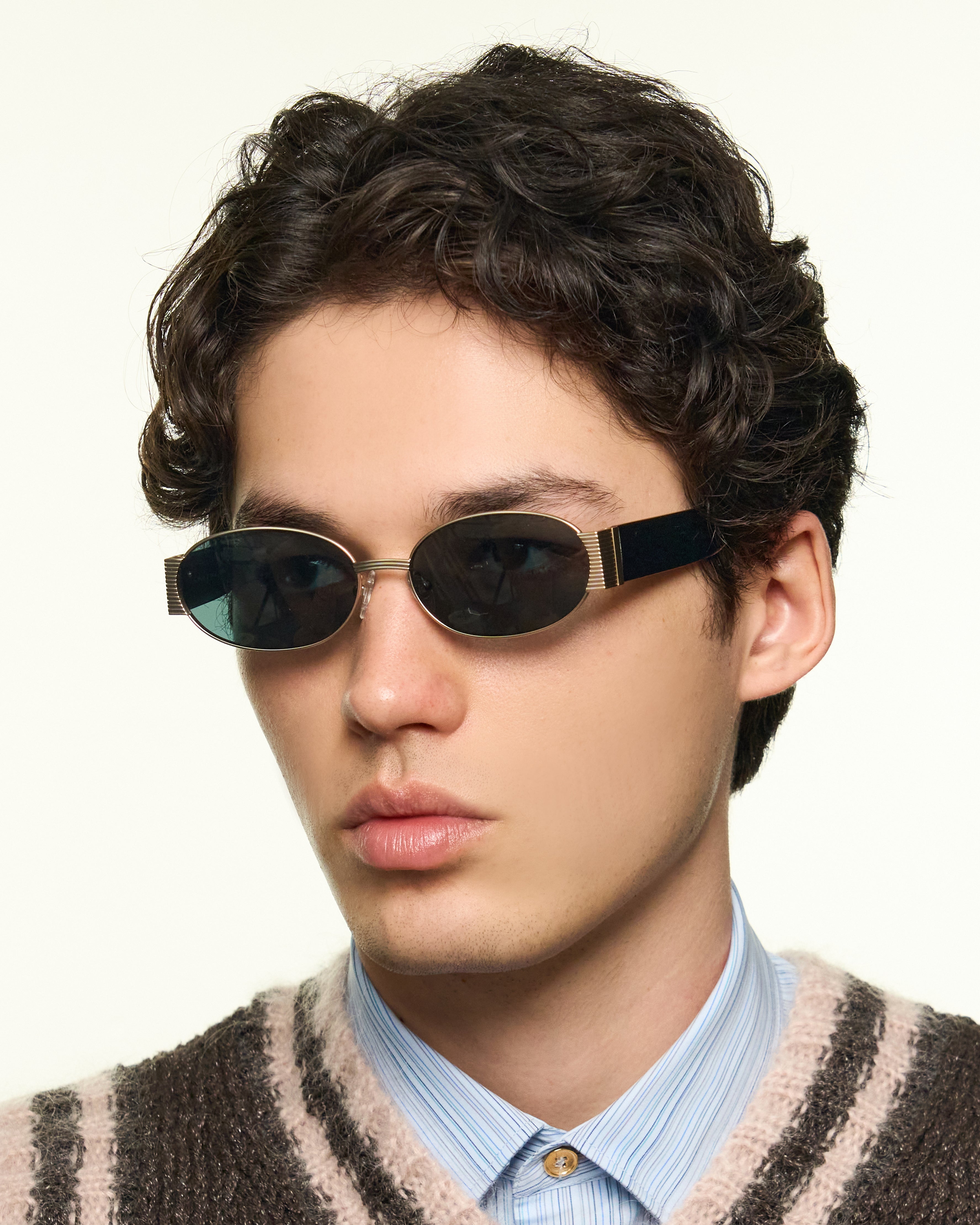 men Moya Sunglasses oval Gold metal