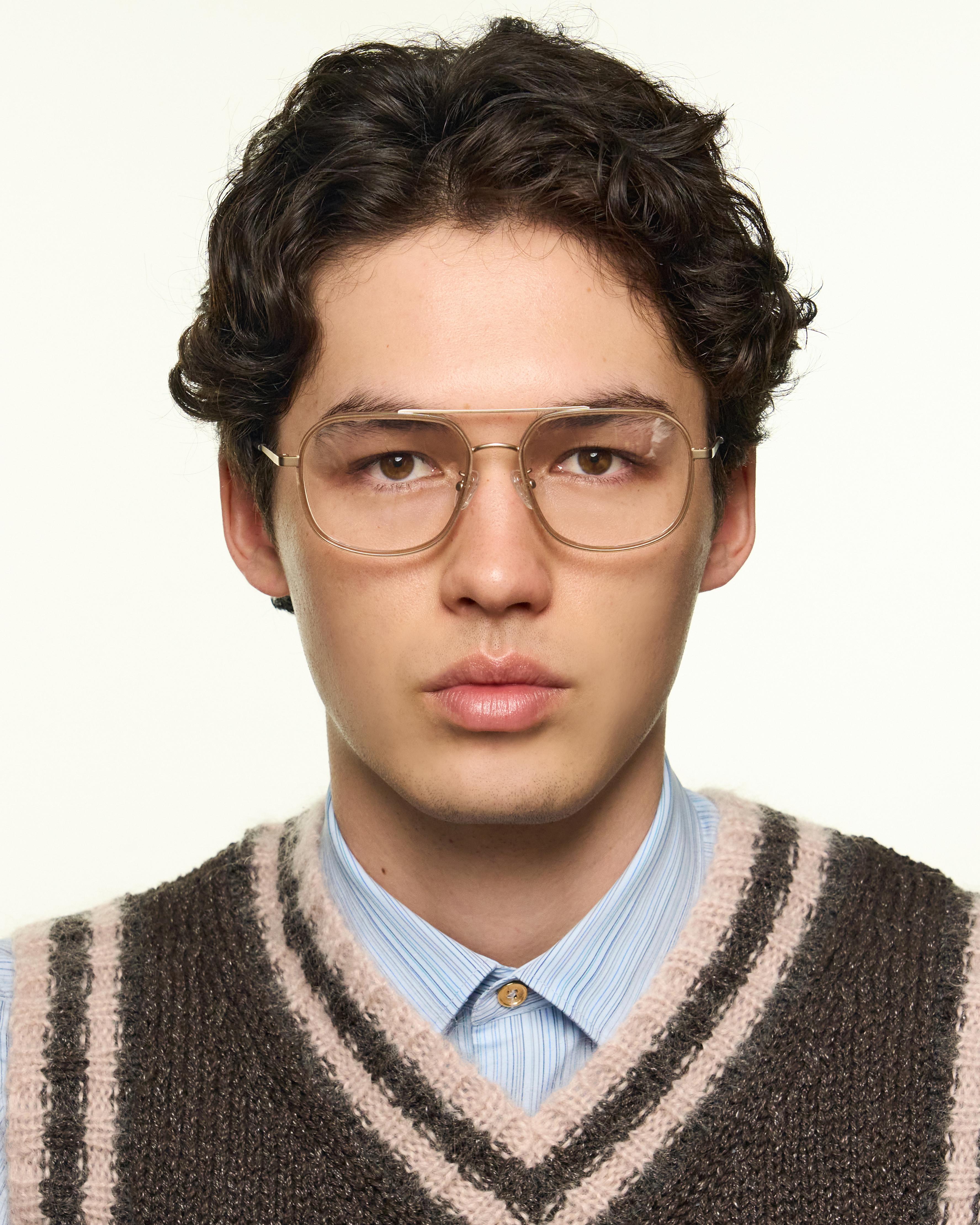 men Octavio Eyeglasses pilot Brown metal