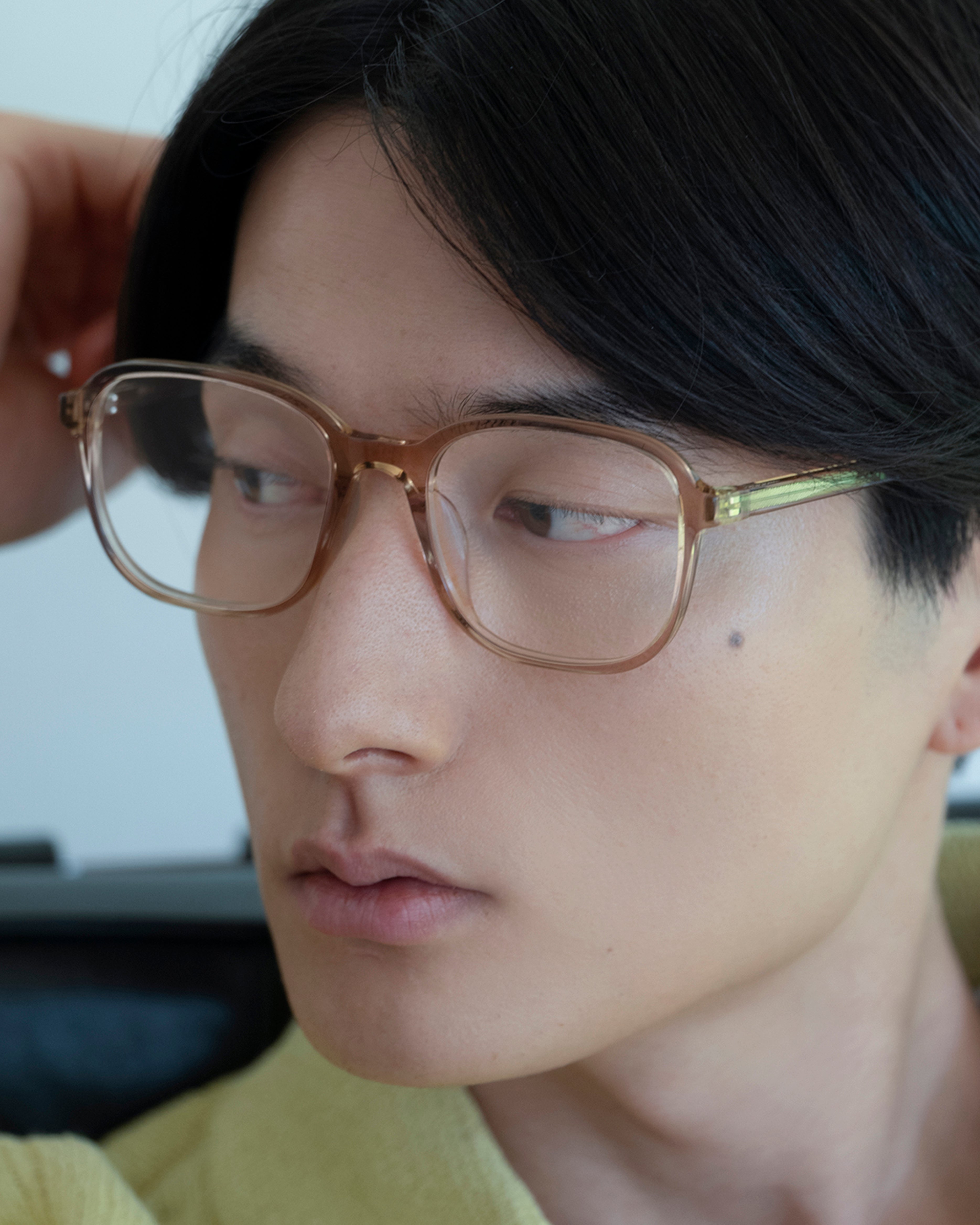 men Paige Eyeglasses square brown plant-based plastic
