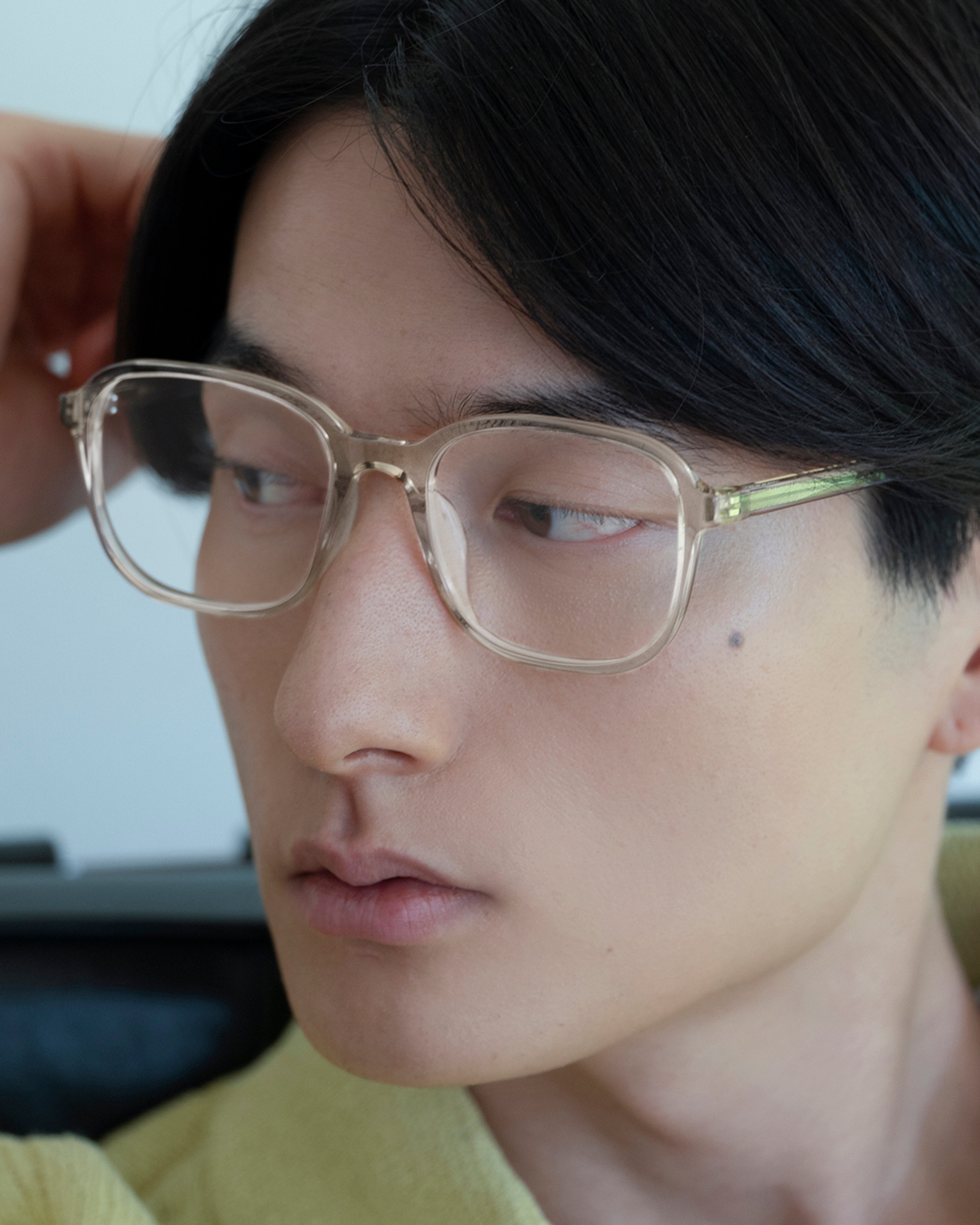 men Paige Eyeglasses square clear plant-based plastic
