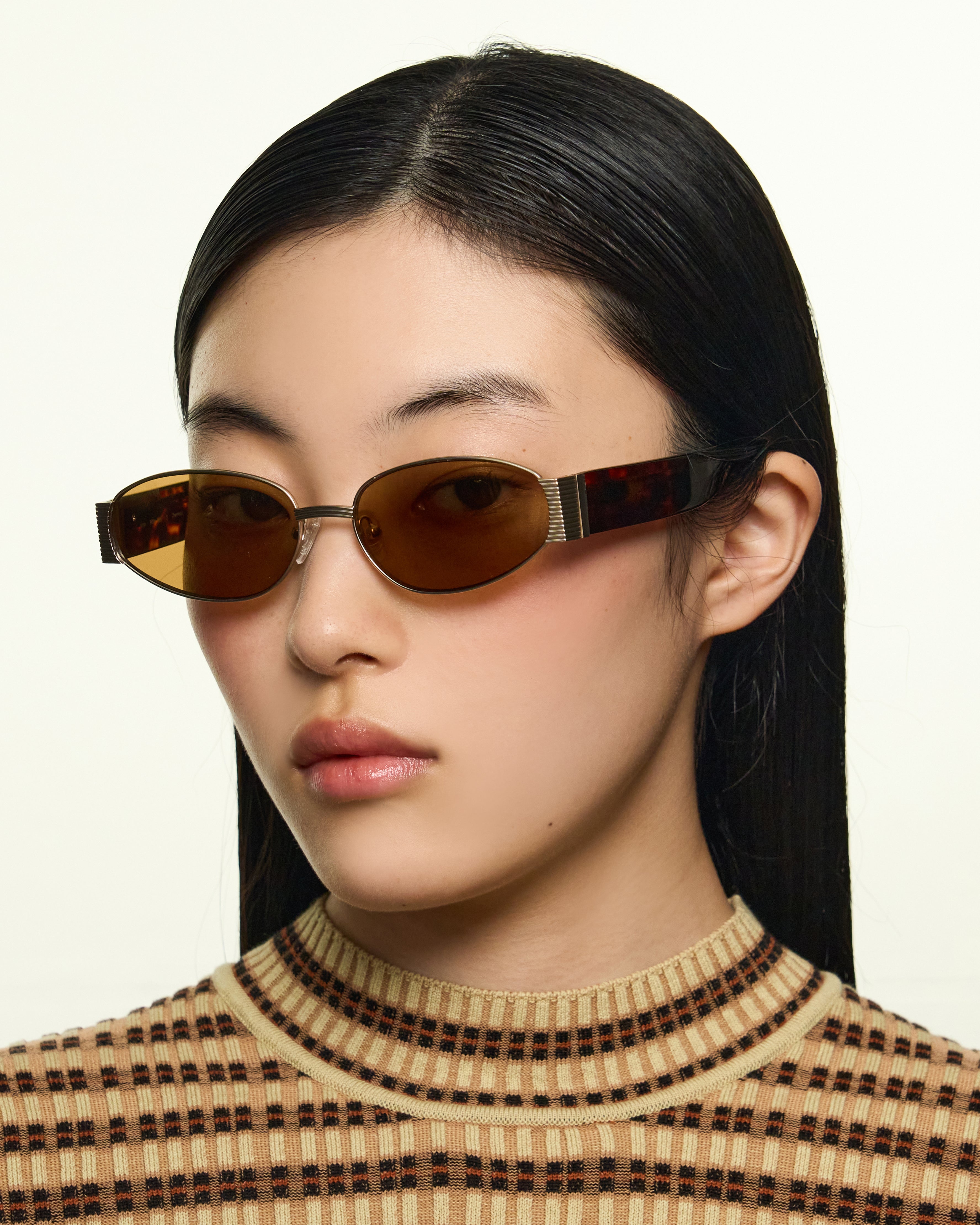 women Rue Sunglasses cateye Gold metal