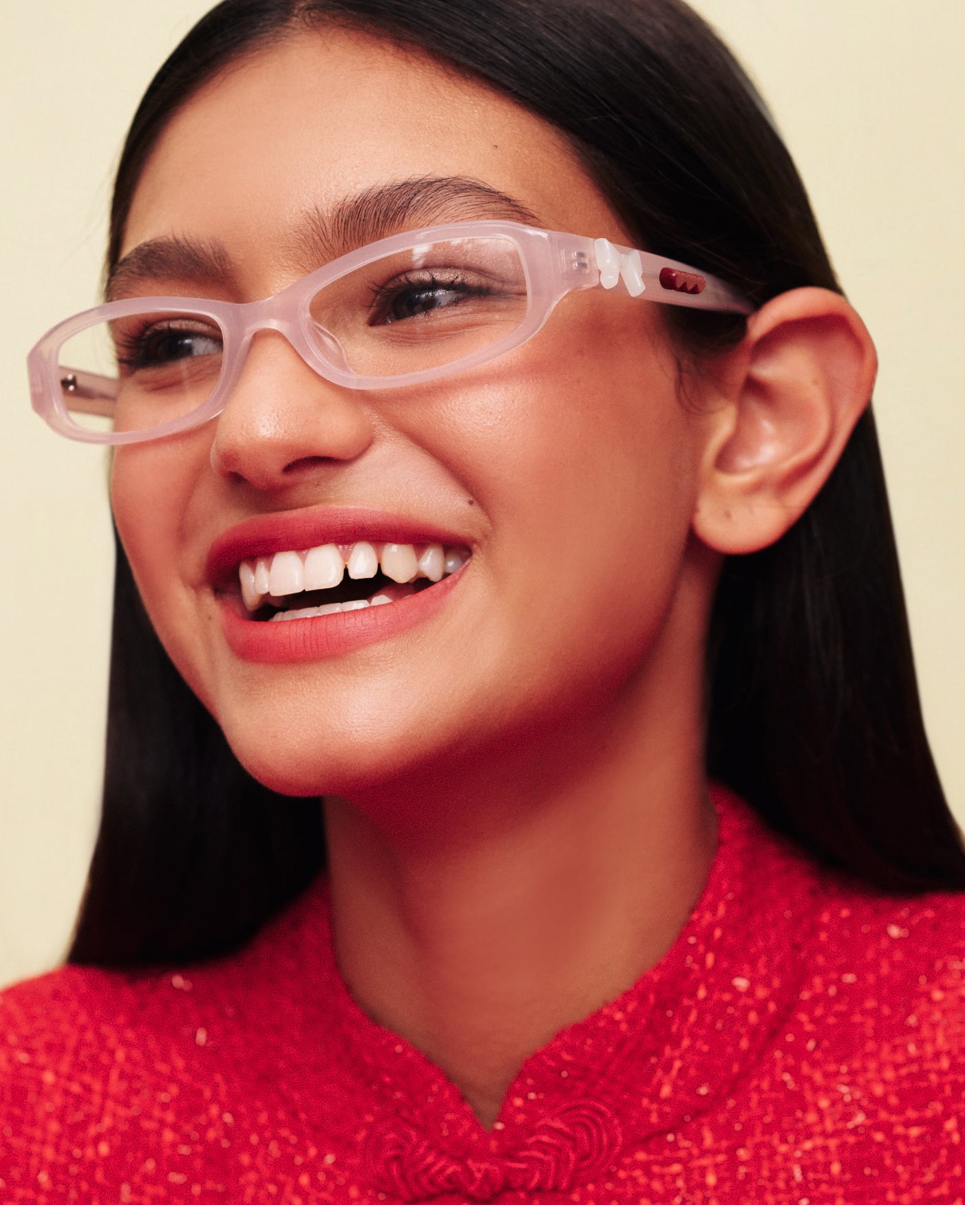 men Lucy Eyeglasses rectangle pink acetate