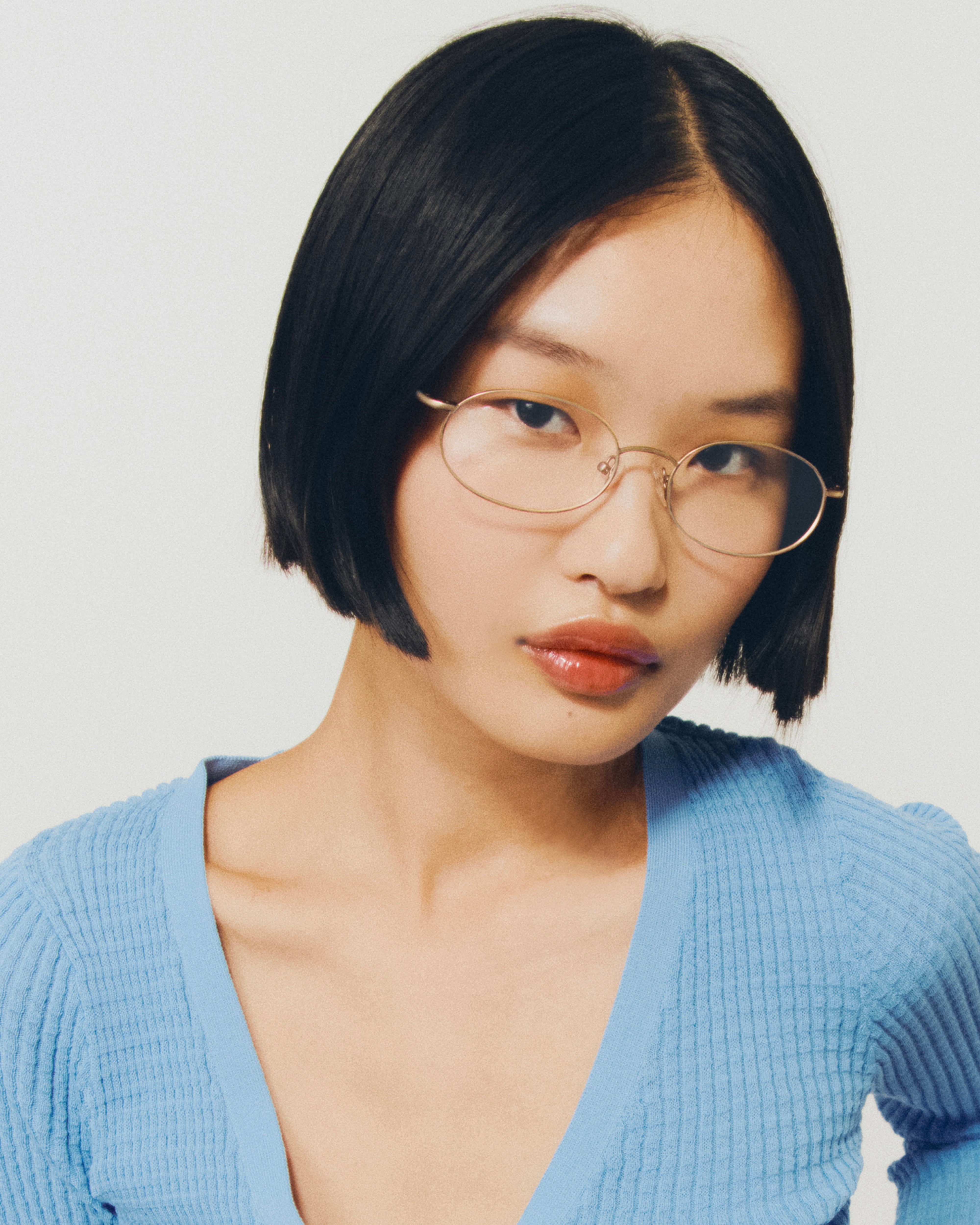 women Enid Eyeglasses oval gold metal