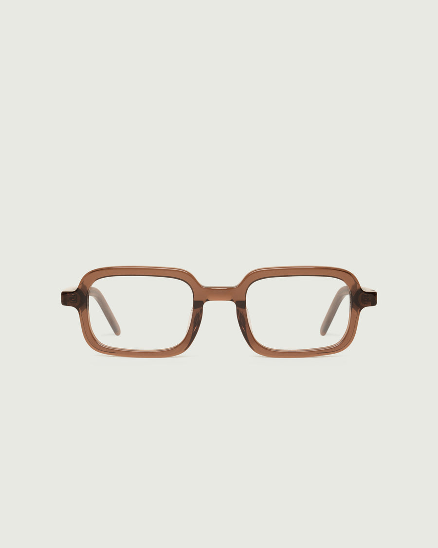 Keiko Eyeglasses square brown acetate front