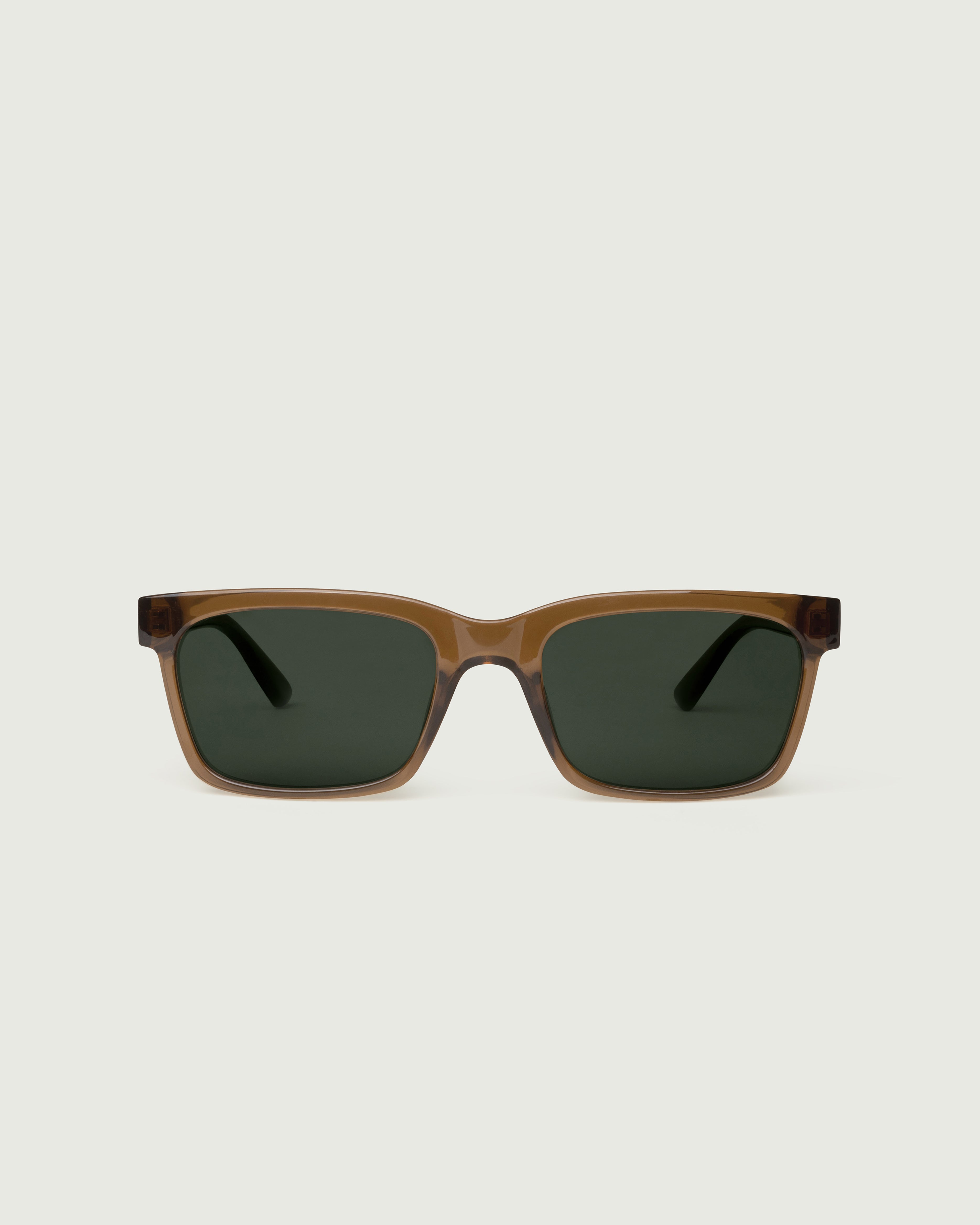 Saddle::Dean Sunglasses rectangle green recycled polyester front