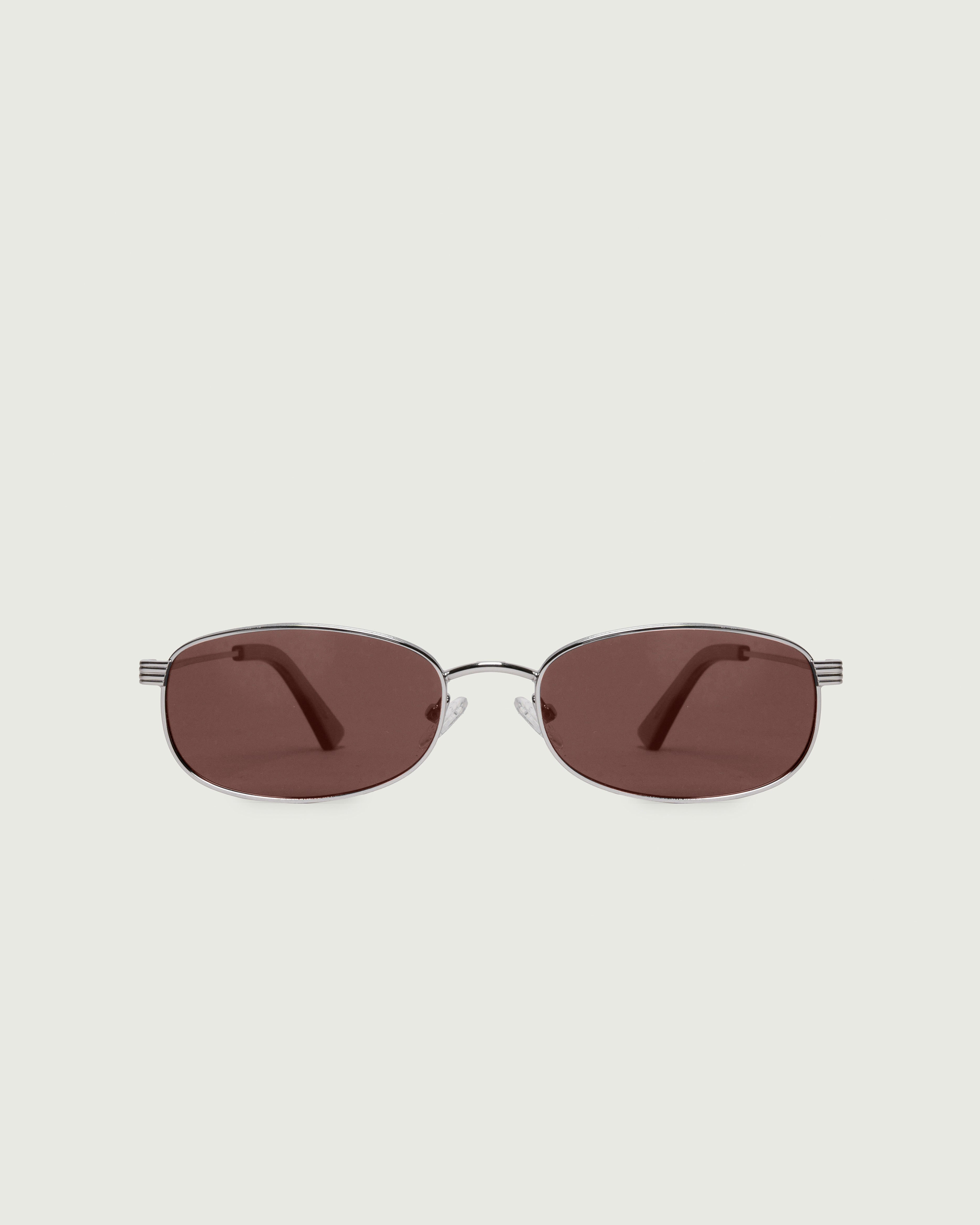 Silver Plum Polarized::Billie Sunglasses rectangle Silver metal front
