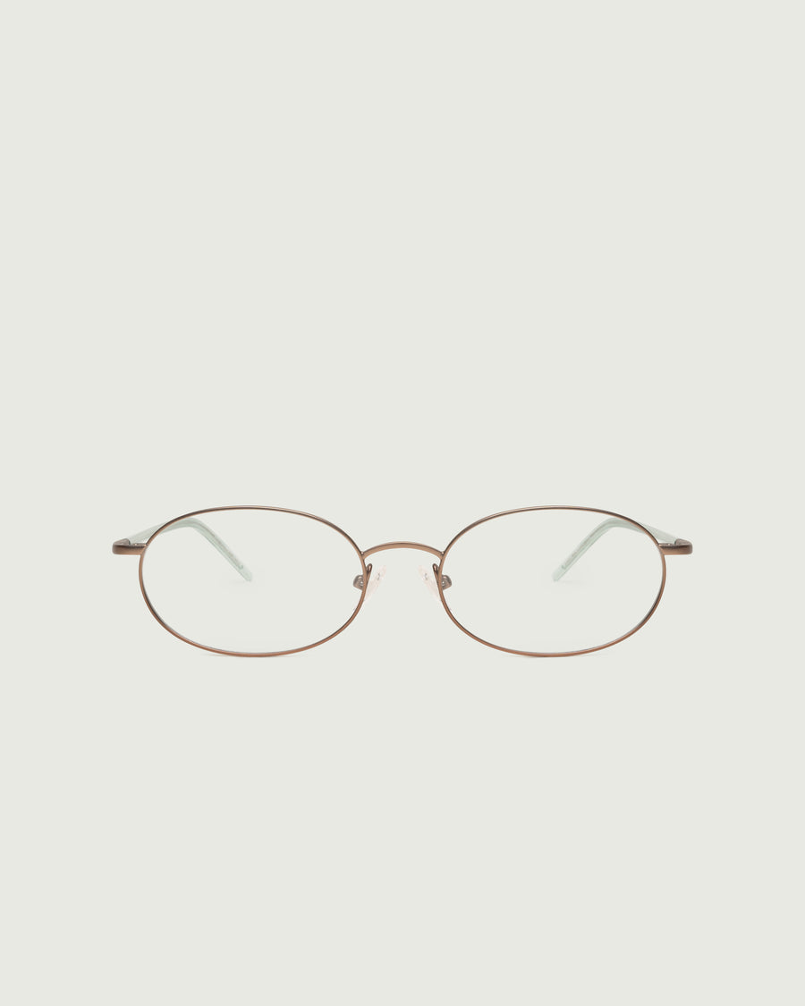Enid Eyeglasses oval brown metal front