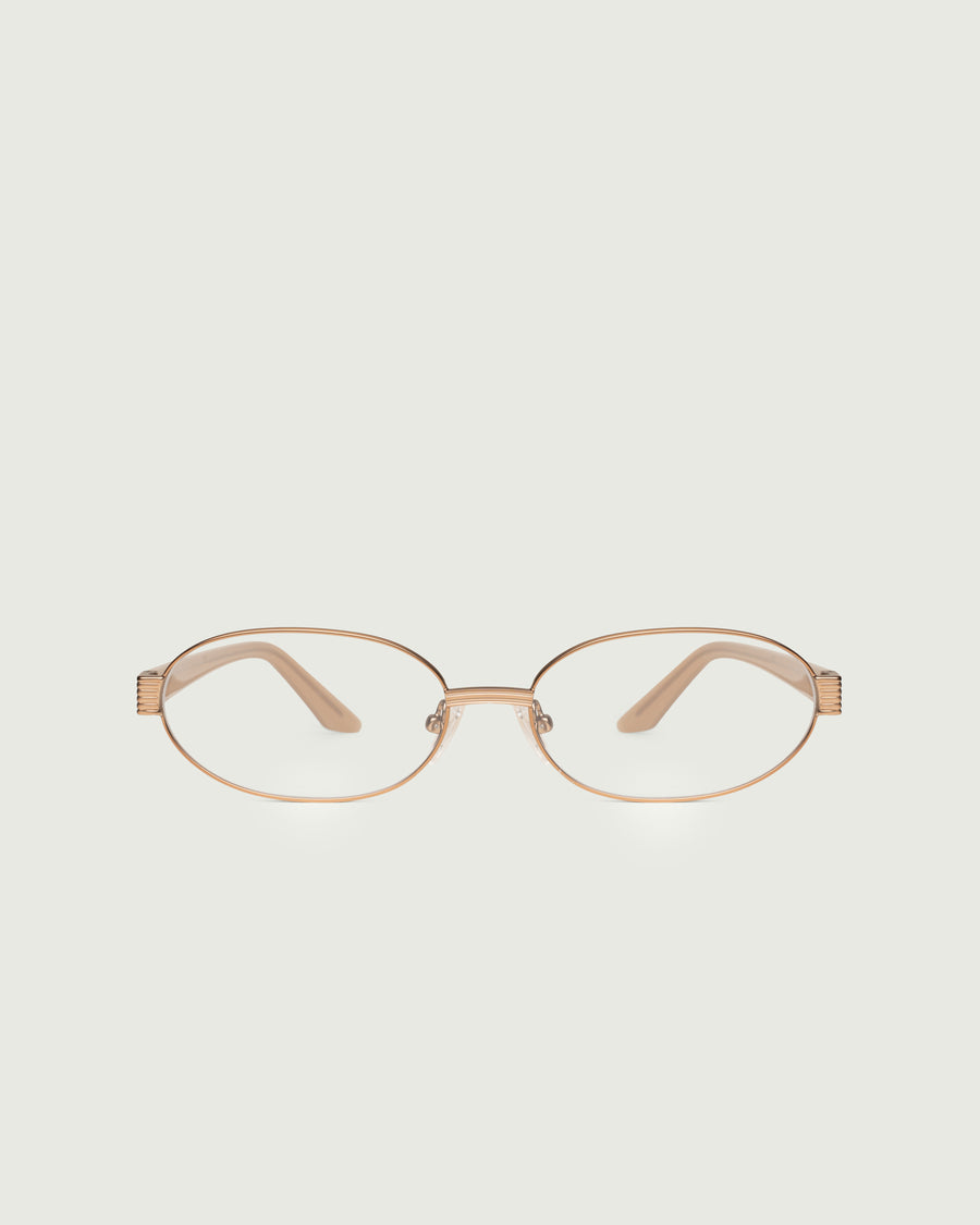 Penny Eyeglasses oval brown metal front