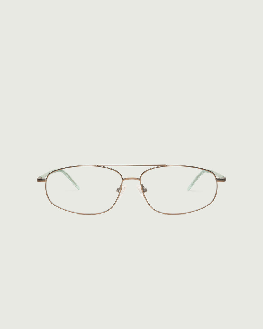 Trent Eyeglasses pilot brown metal front