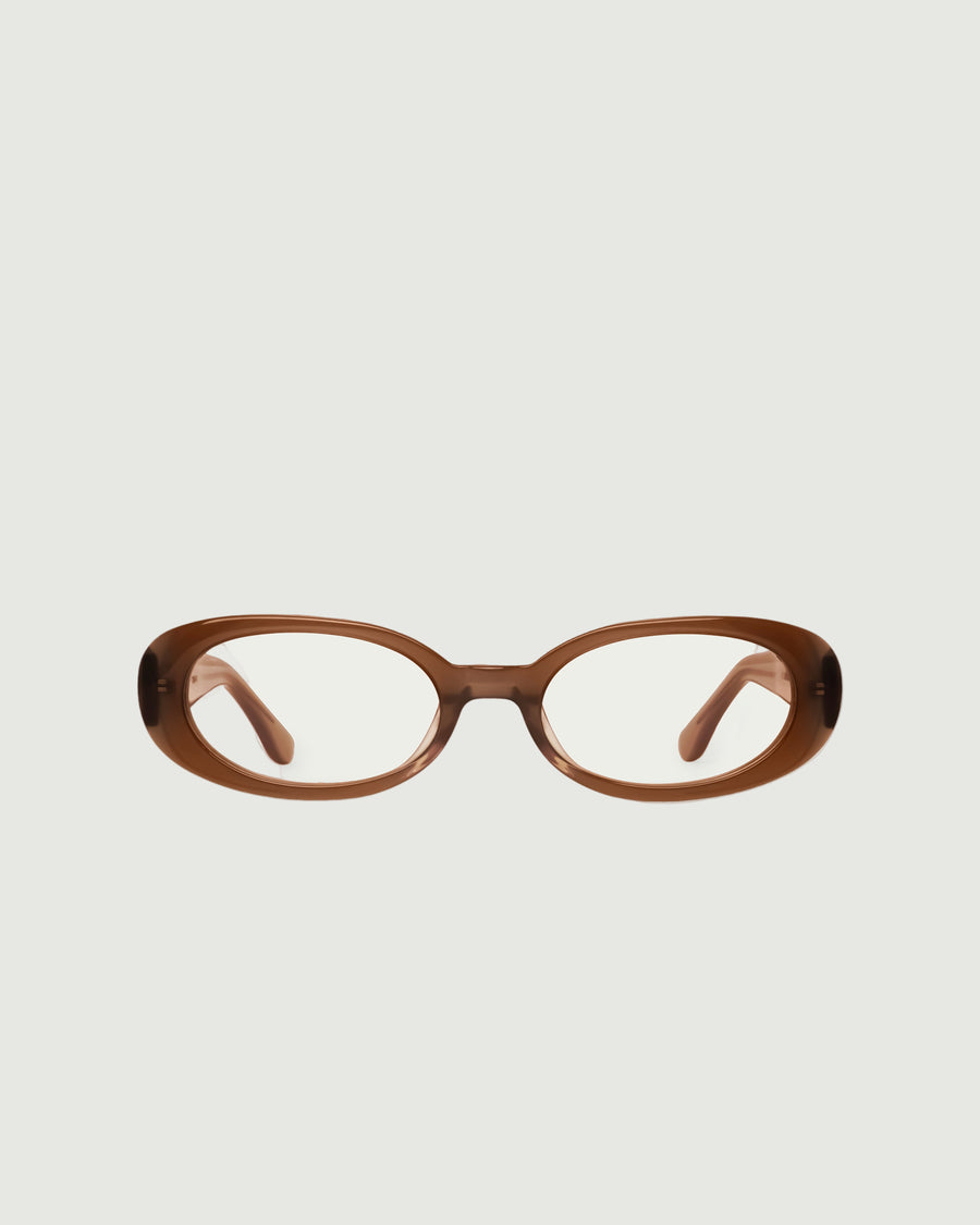 Devon Eyeglasses round brown acetate front