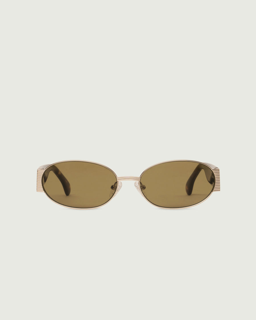 Moya Sunglasses oval Gold metal front