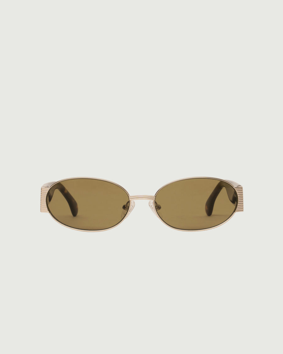 Moya Sunglasses oval Gold metal front