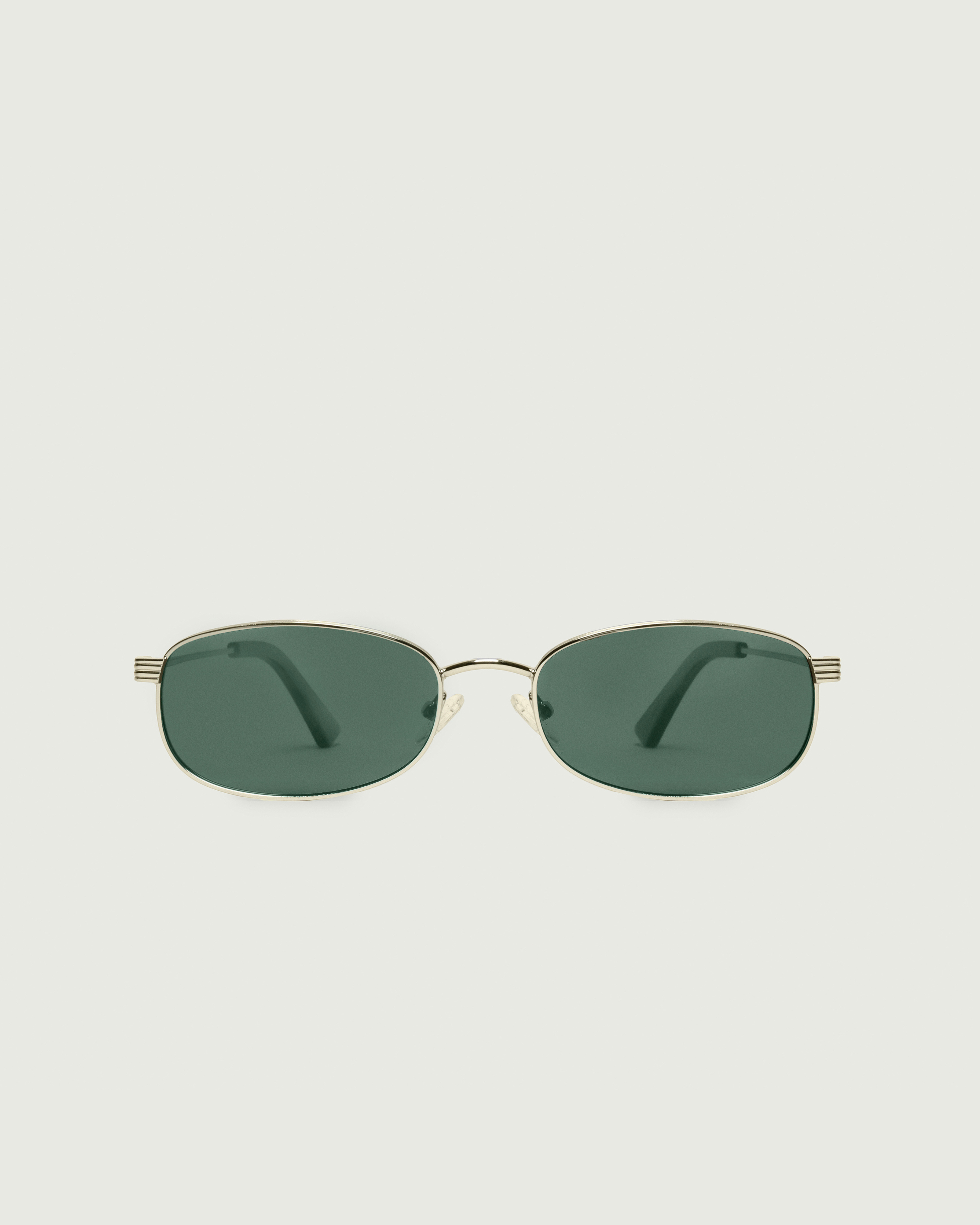 White Gold Polarized::Billie Sunglasses rectangle Gold recycled polyester front