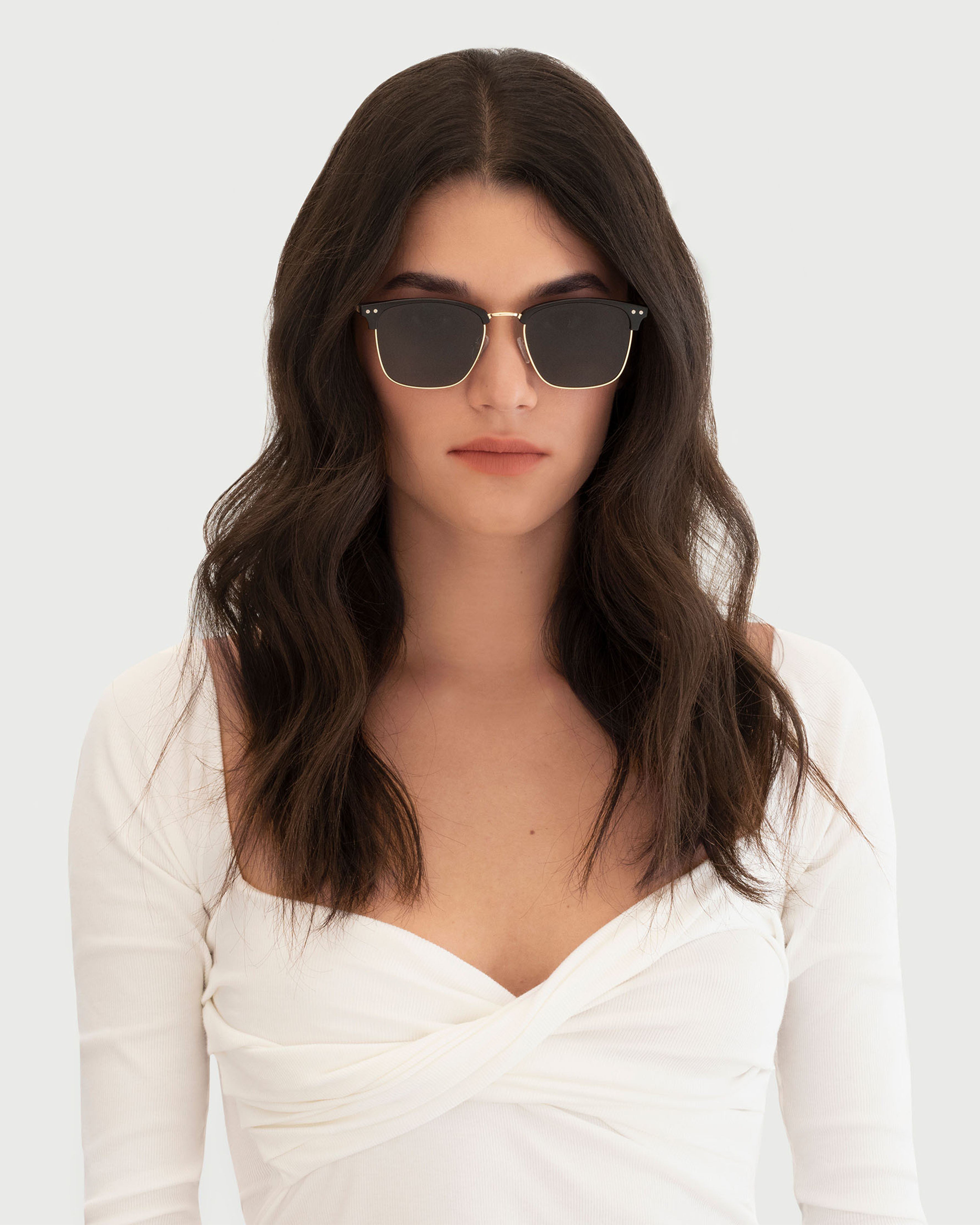 women Bastian Sunglasses browline gold plastic metal