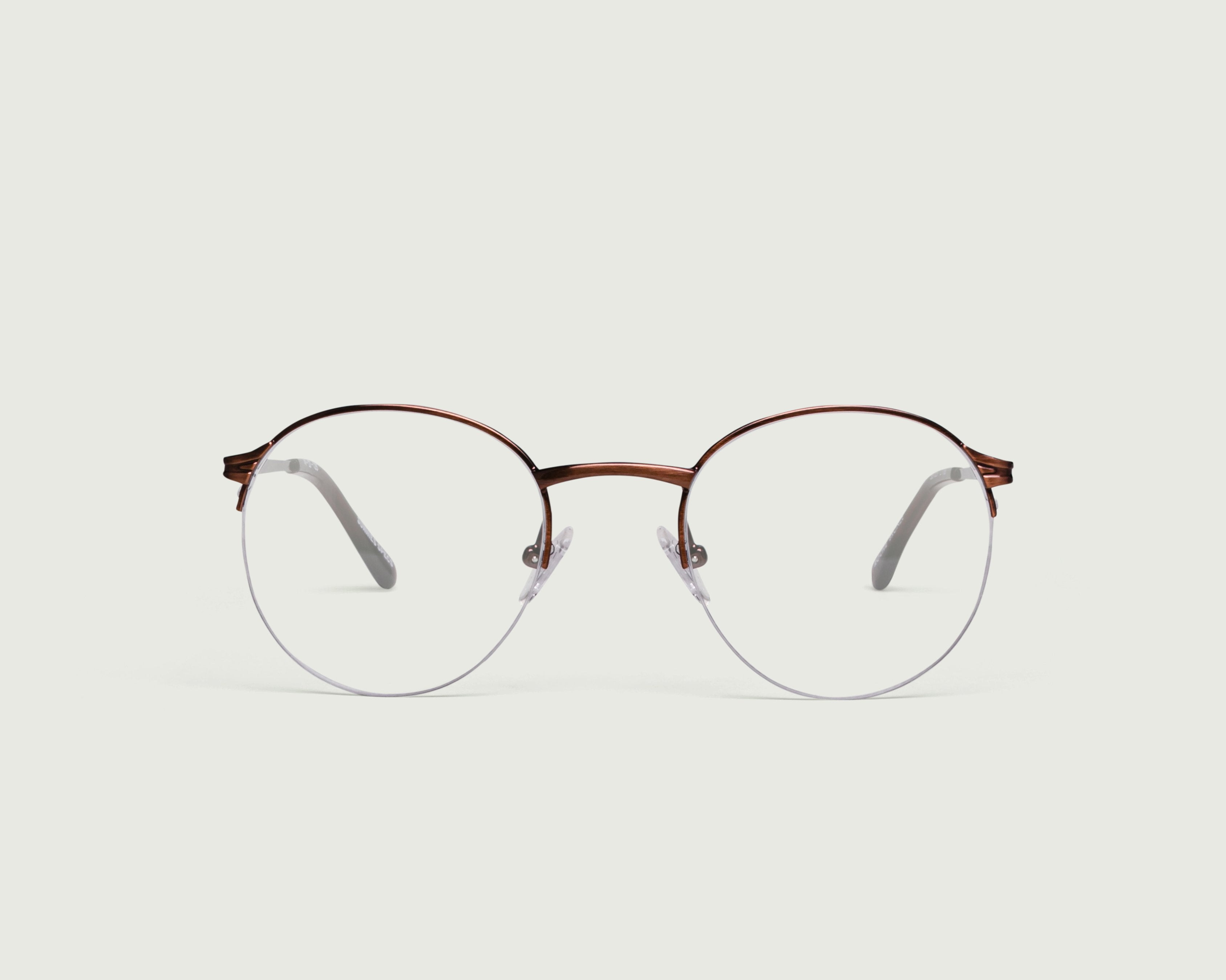 Bronze::Roche Eyeglasses round brown metal front
