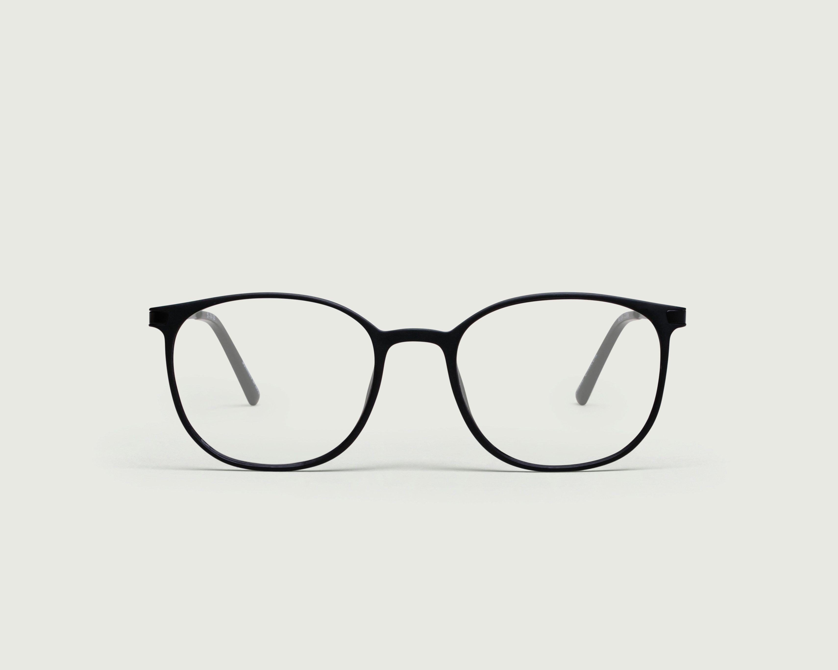 Charcoal::Alexi Eyeglasses round black plastic front