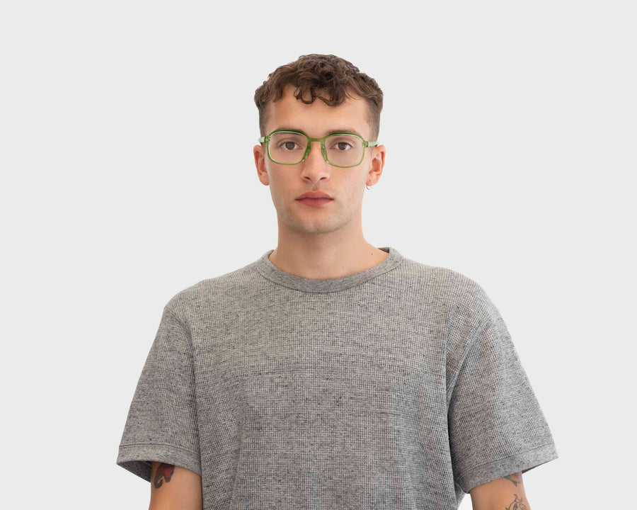 men Shiro Eyeglasses square green acetate