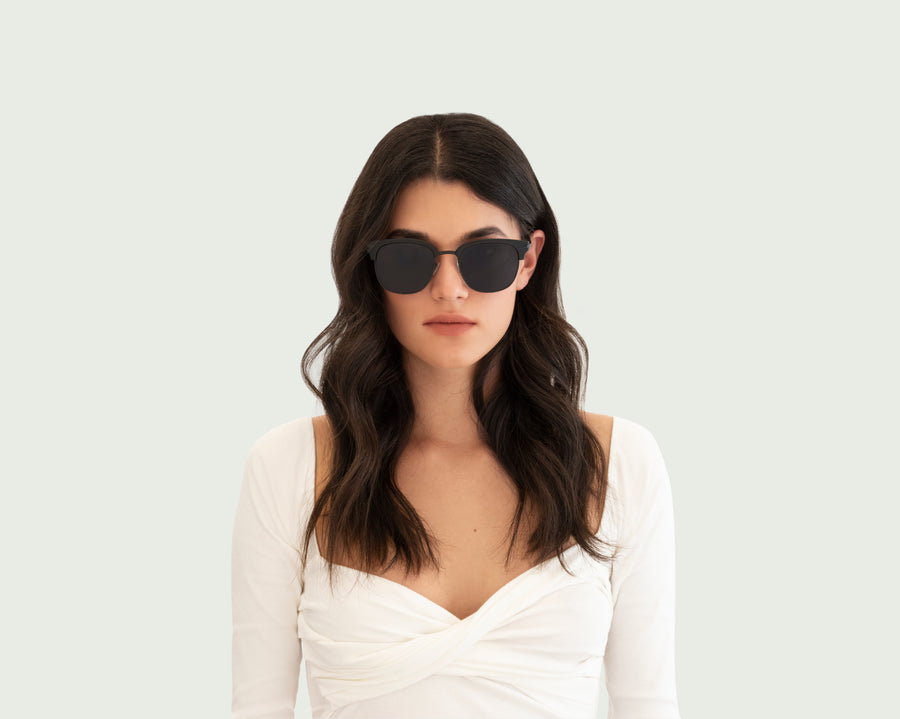 women Axel Sunglasses browline black plastic metal