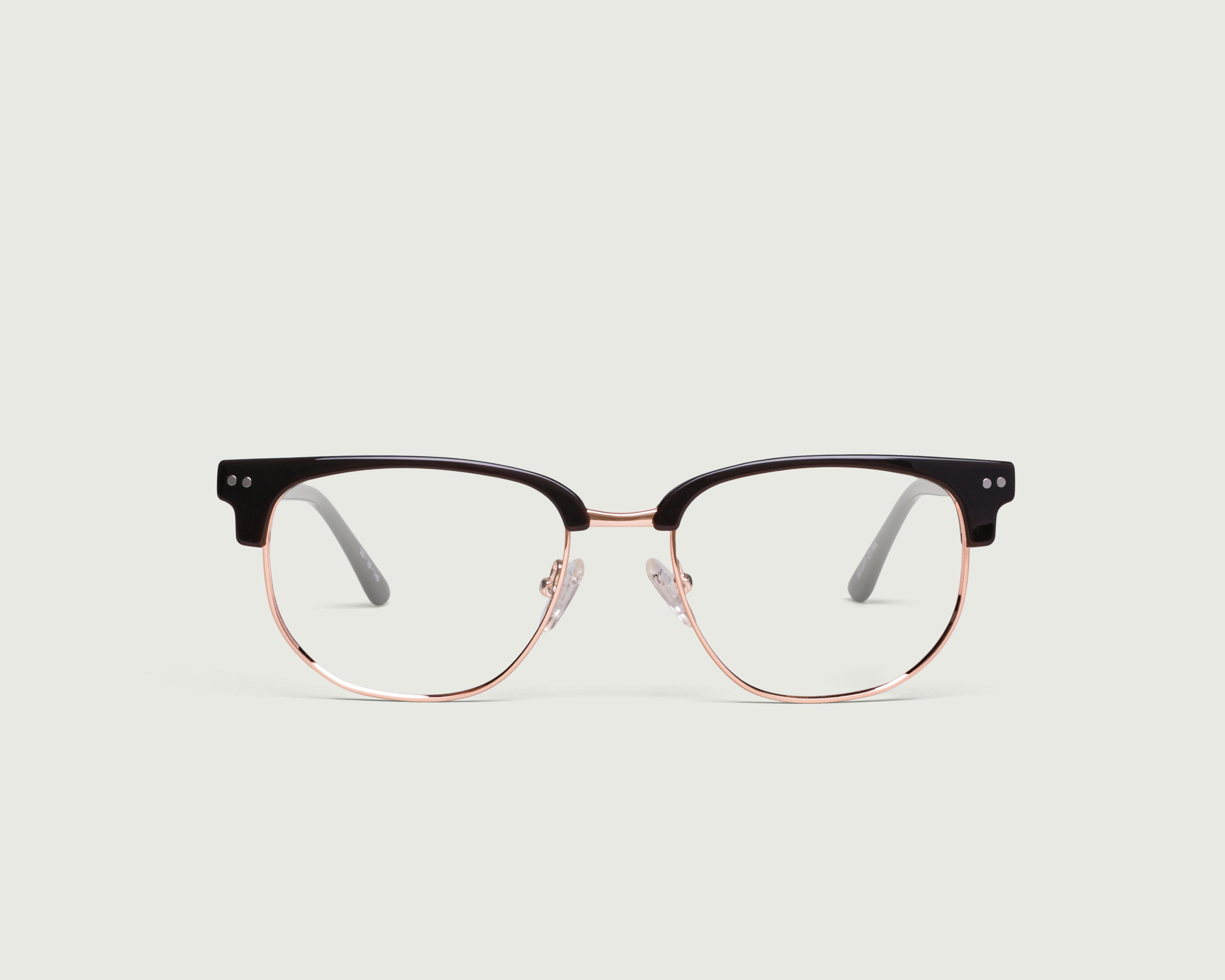 Walnut::Madison Eyeglasses browline brown plastic front