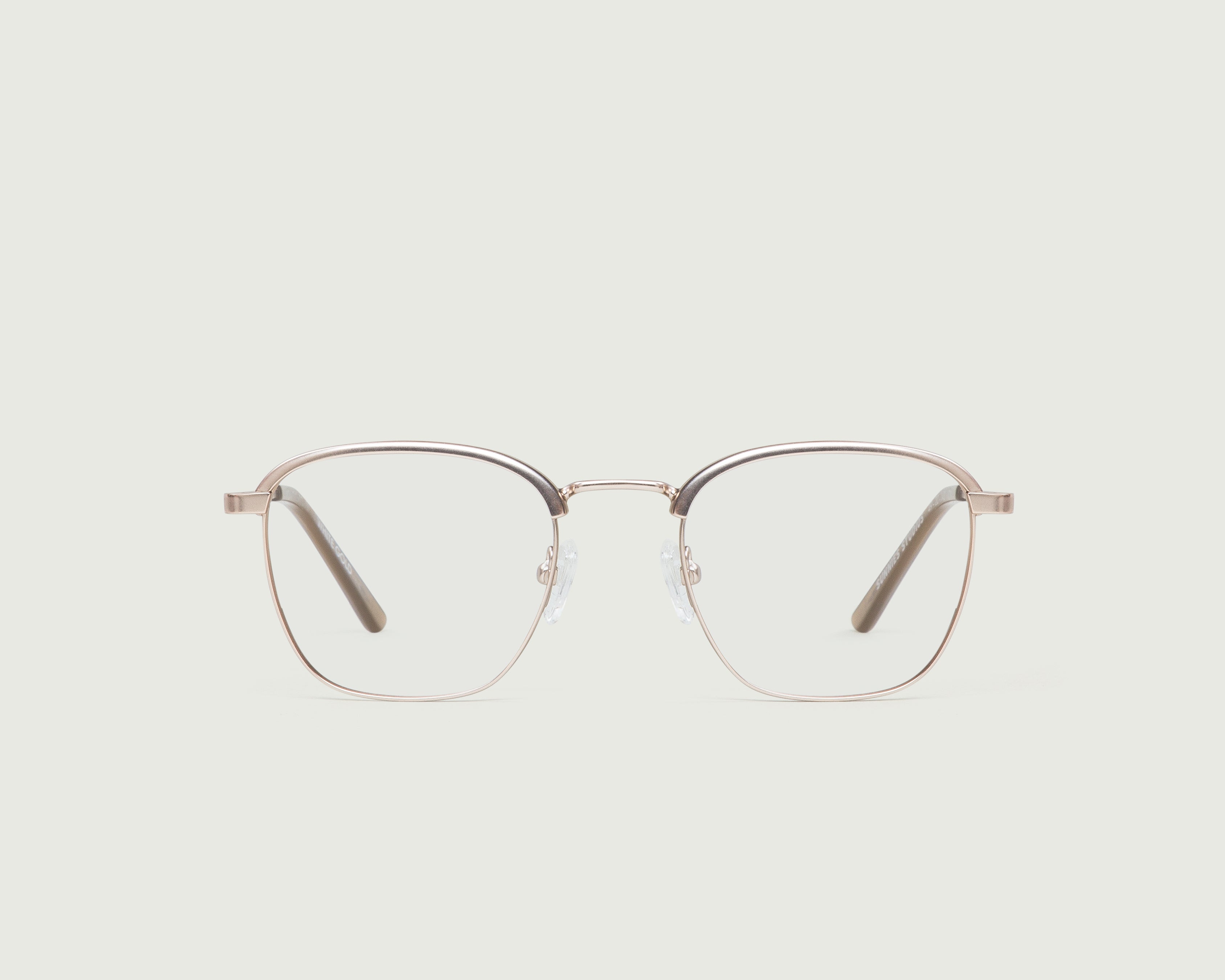 White Gold::Clyde Eyeglasses browline gold metal front